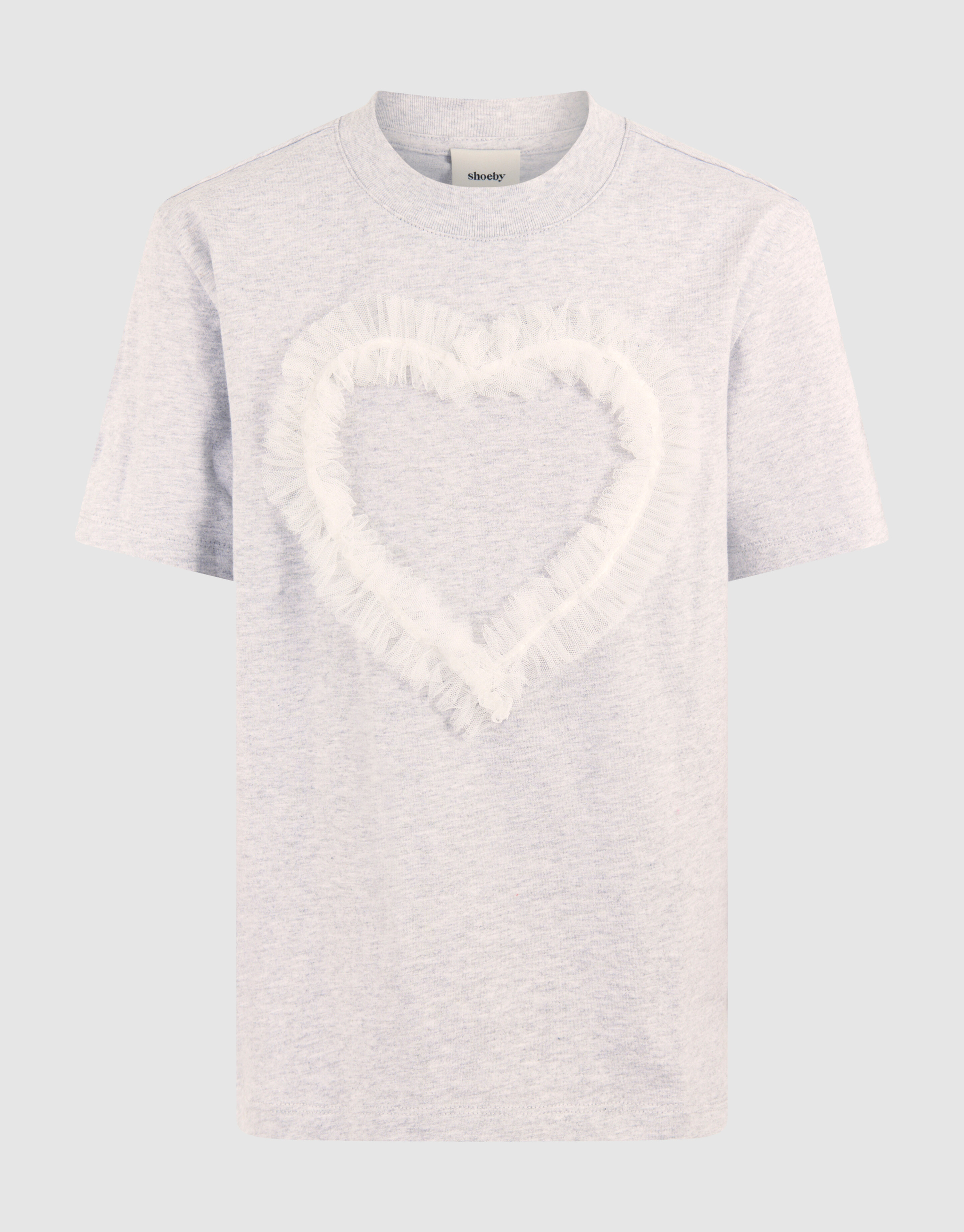 Mesh Heart T-shirt Lichtgrijs SHOEBY GIRLS