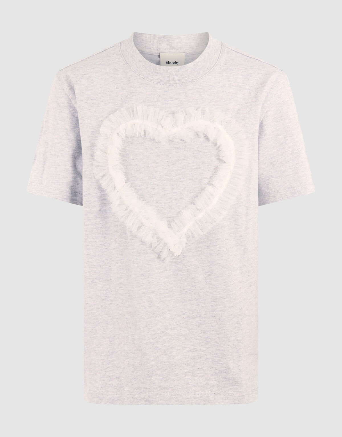 Mesh Heart T-shirt Lichtgrijs SHOEBY GIRLS