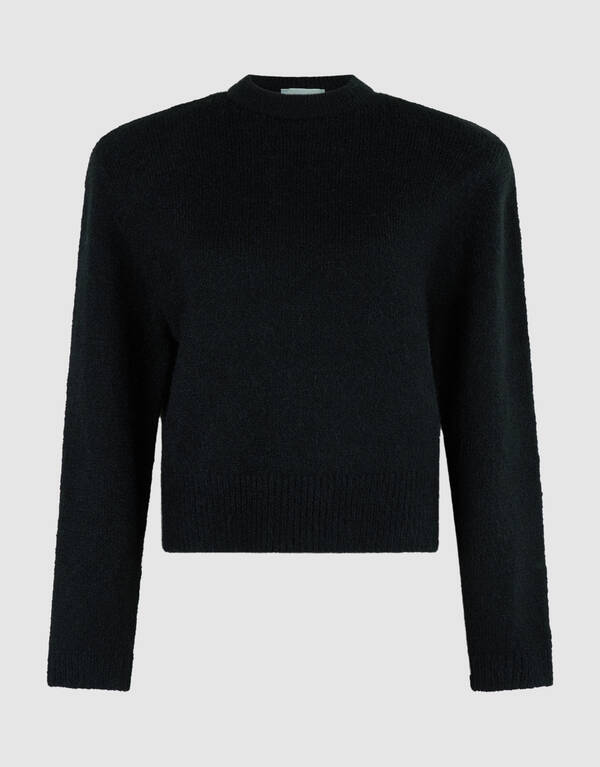 Shoulder Crew Gebreide Trui Zwart SHOEBY WOMEN
