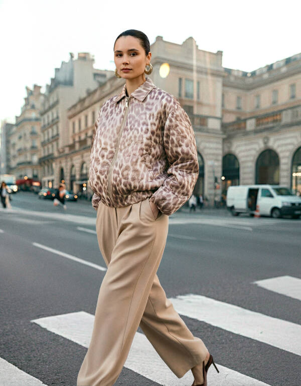 Quilted Leopard Bomber Jack Lichtbruin SHOEBY WOMEN