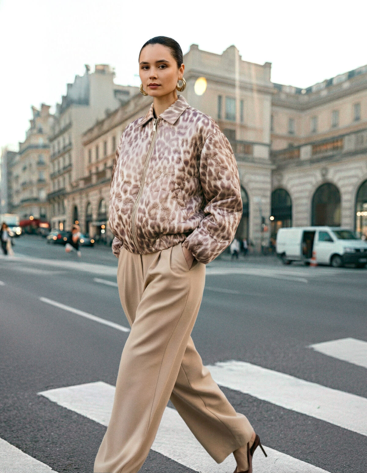 Quilted Leopard Bomber Jack Lichtbruin SHOEBY WOMEN