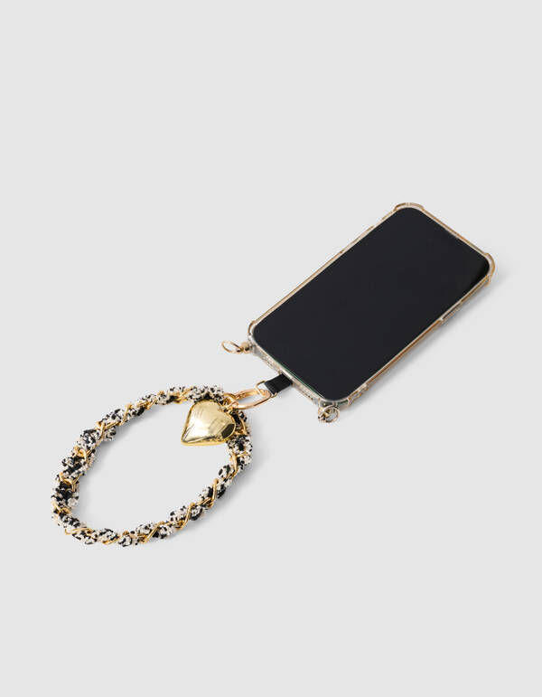 Tweed Chain Telefoonkoord Zwart/Wit SHOEBY ACCESSOIRES