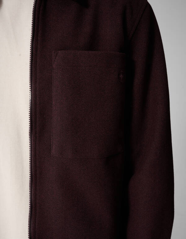Melange Zip Overshirt Donkerrood SHOEBY MEN