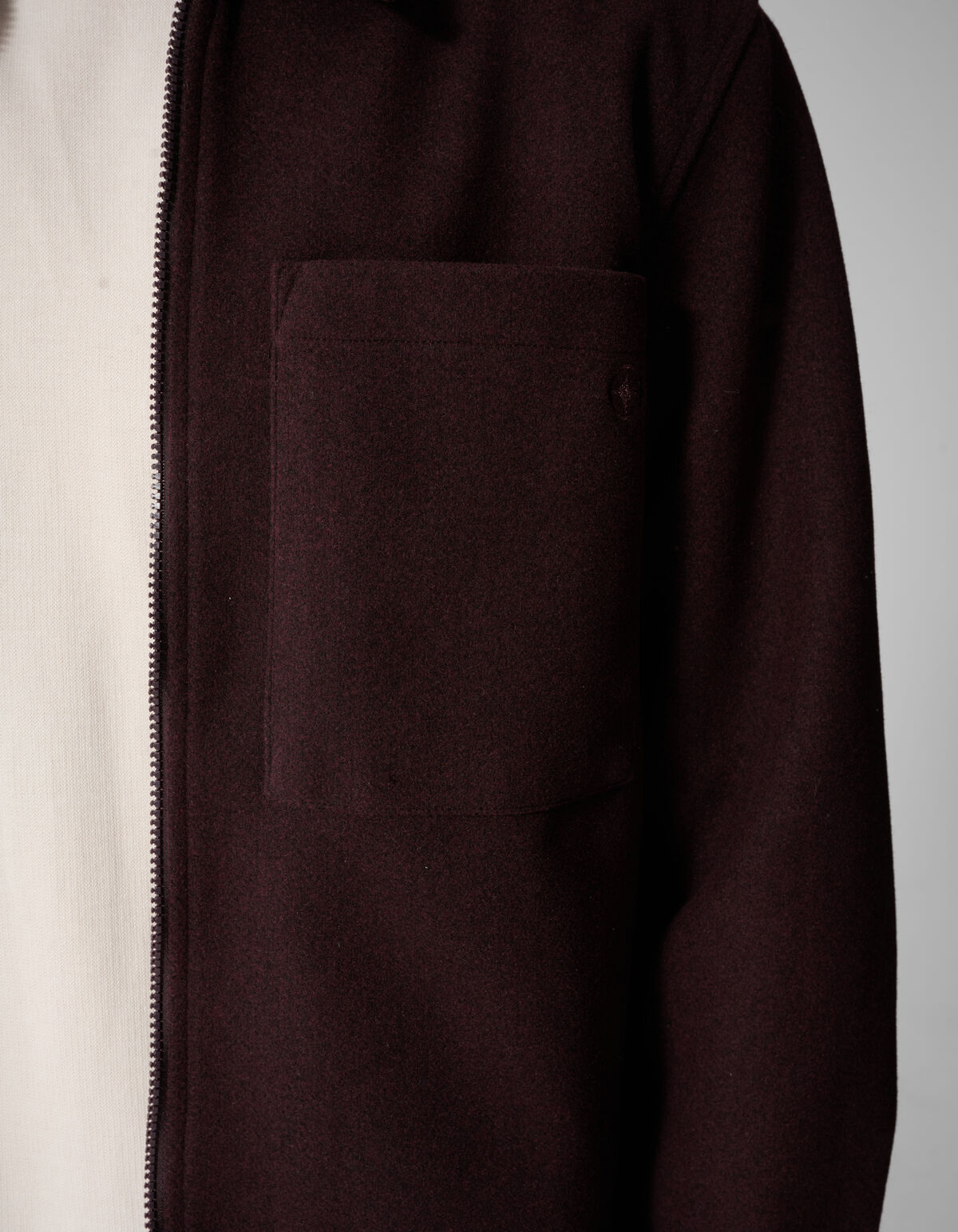Melange Zip Overshirt Donkerrood SHOEBY MEN