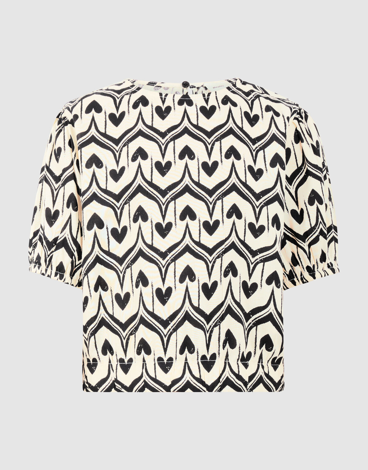 Heart Print Top Gebroken Wit/Zwart SHOEBY GIRLS