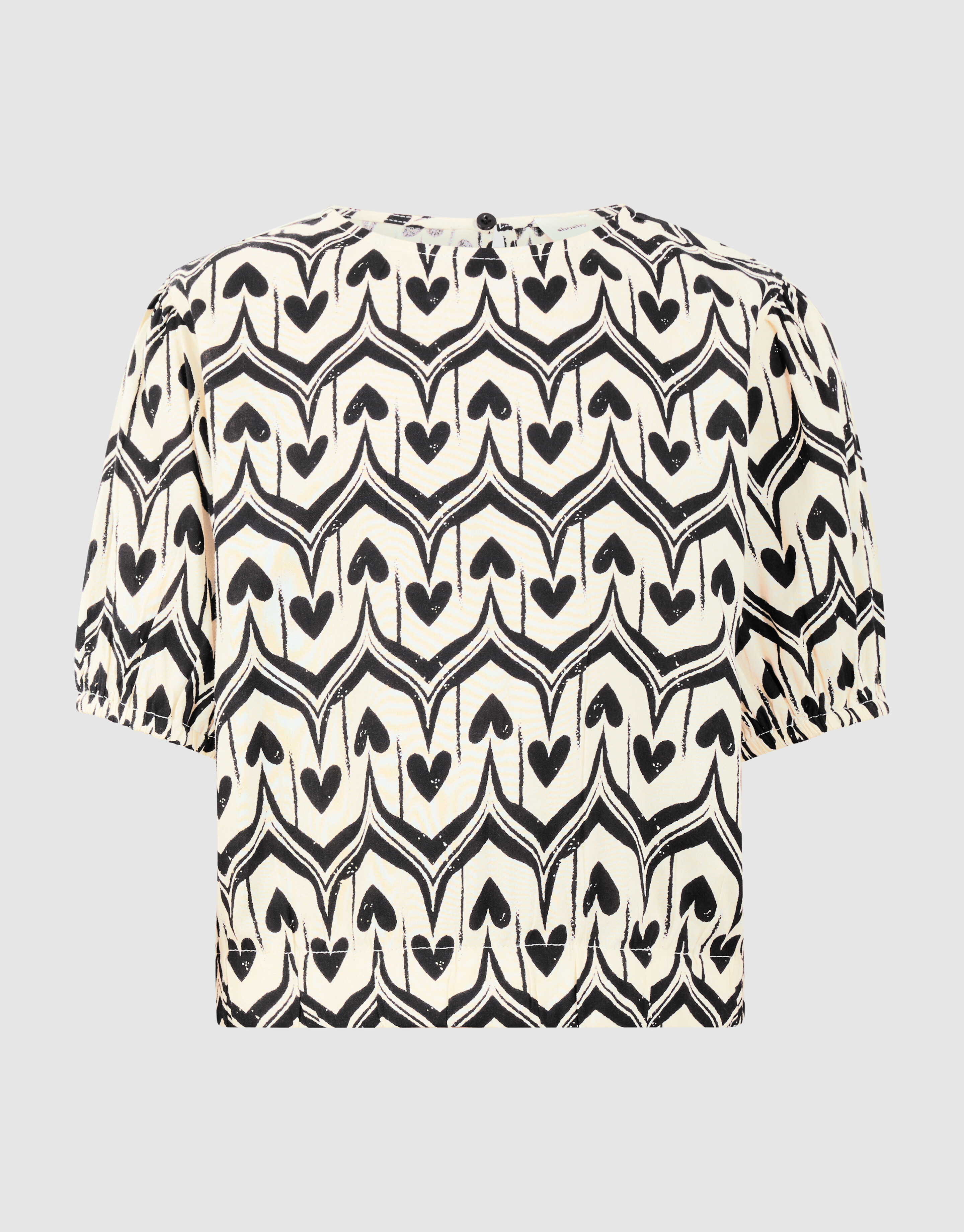 Heart Print Top Gebroken Wit/Zwart SHOEBY GIRLS