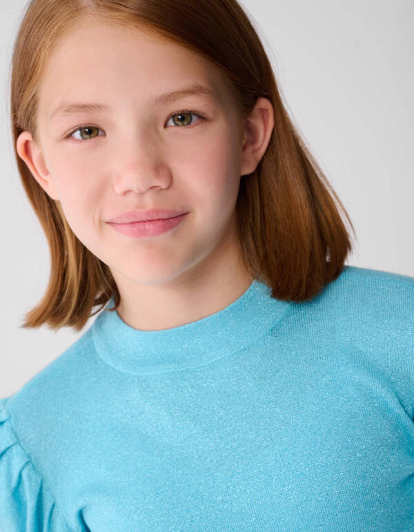 Glitter Longsleeve Top Blauw SHOEBY GIRLS