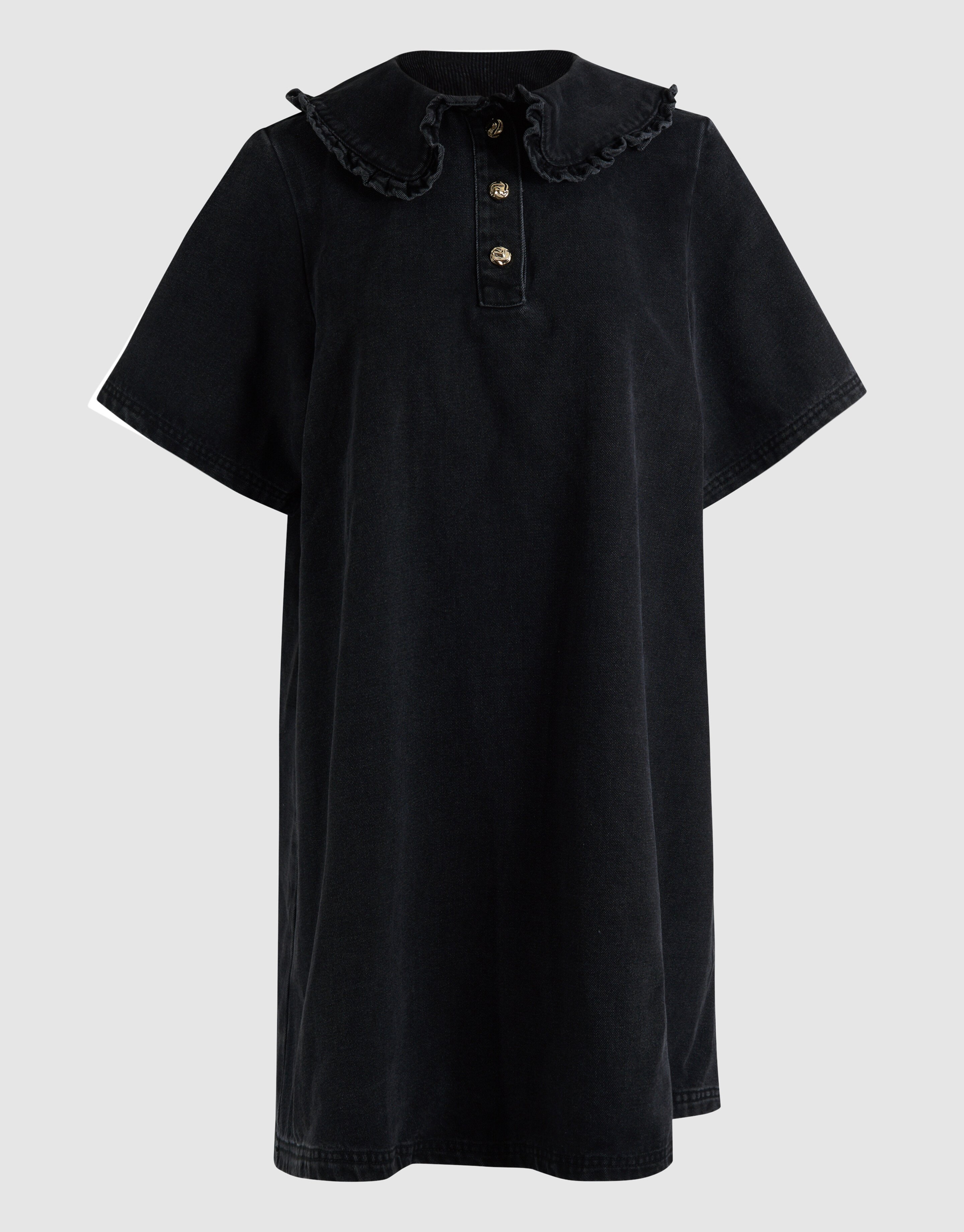 Denim Collar Midi Jurk Zwart SHOEBY WOMEN