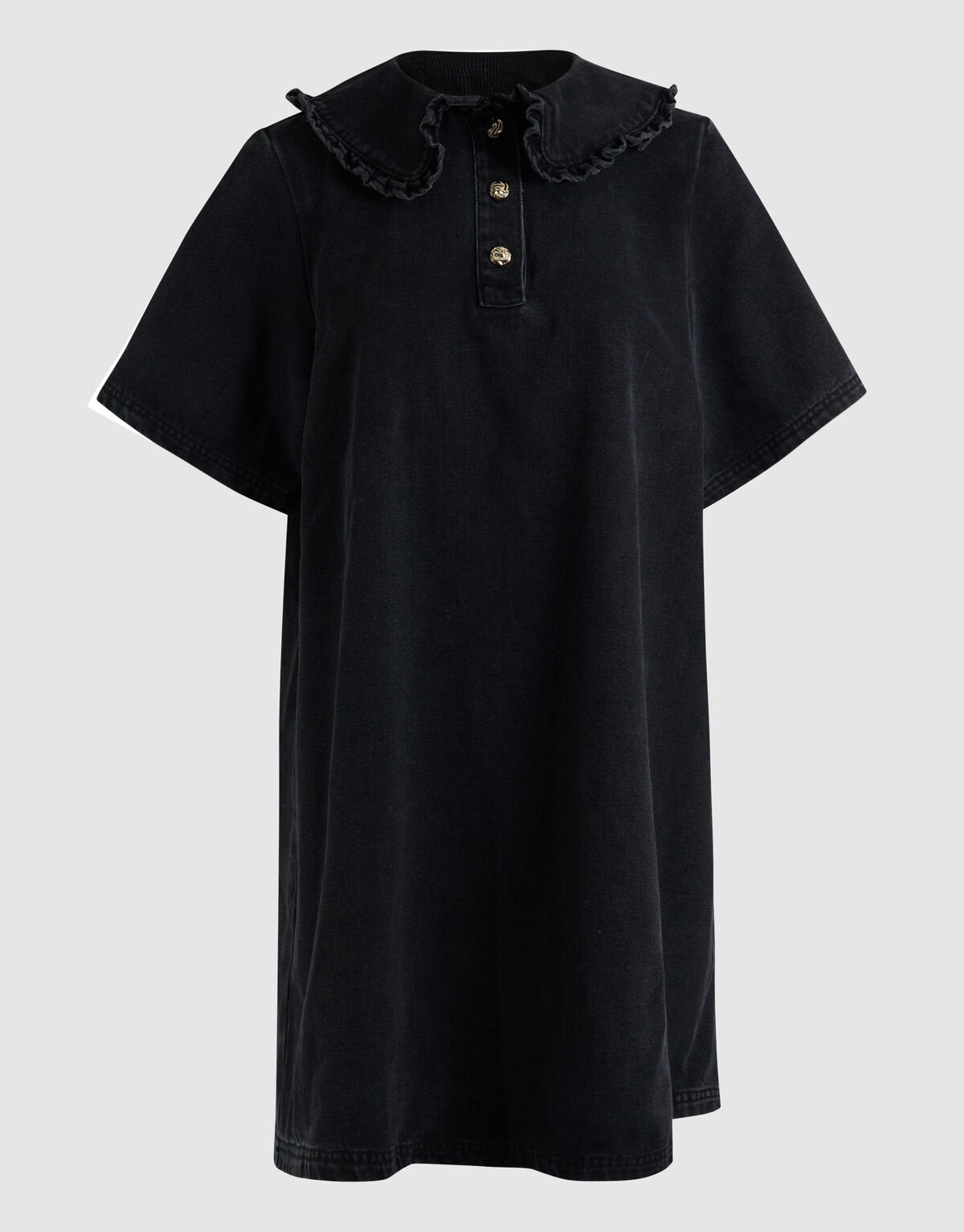 Denim Collar Midi Jurk Zwart SHOEBY WOMEN