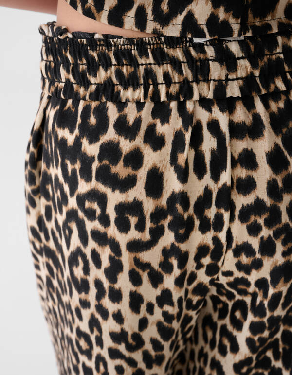 Twist Leopard Wide leg Broek Bruin SHOEBY GIRLS