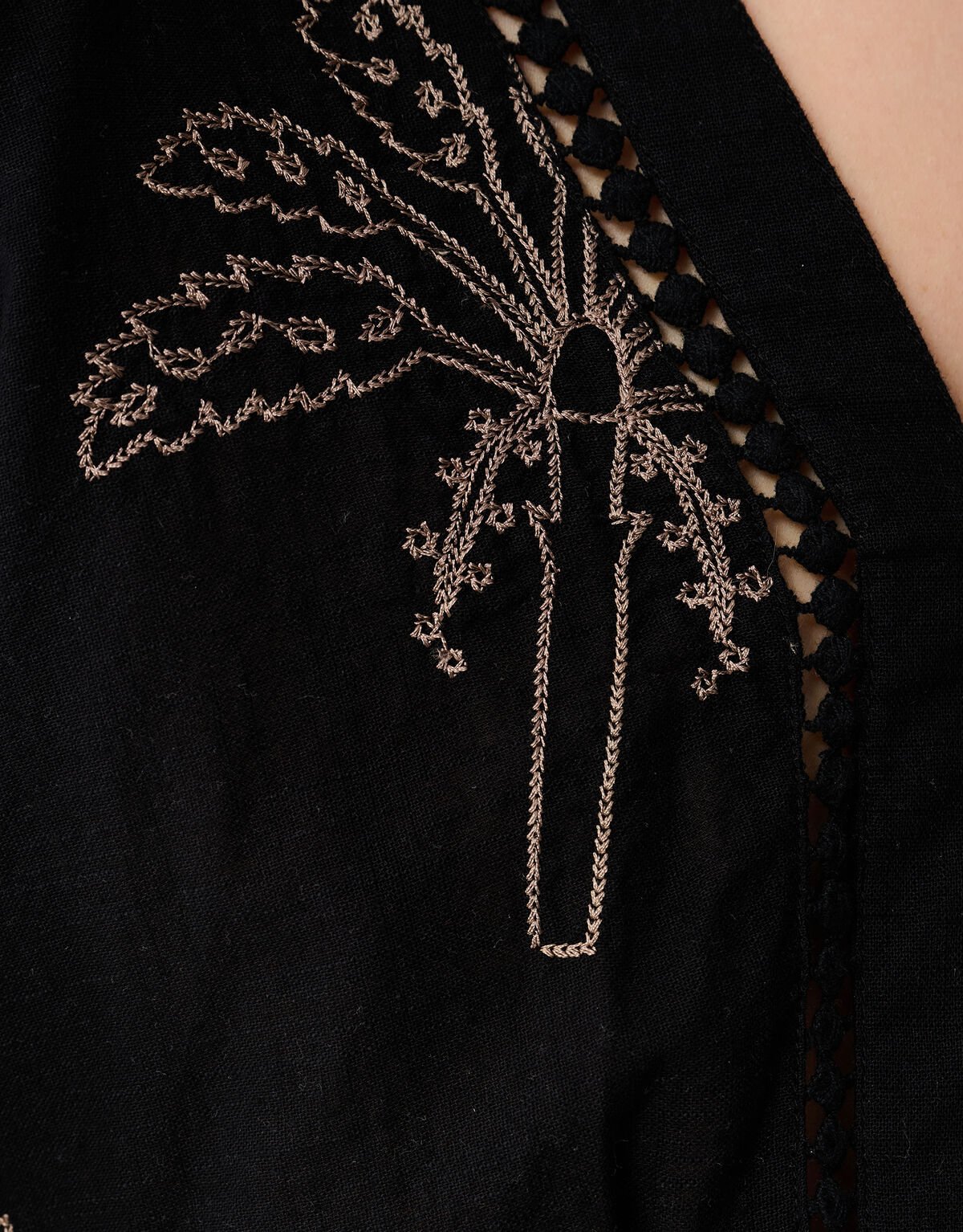 Embroidery Palm Crop top Zwart SHOEBY WOMEN