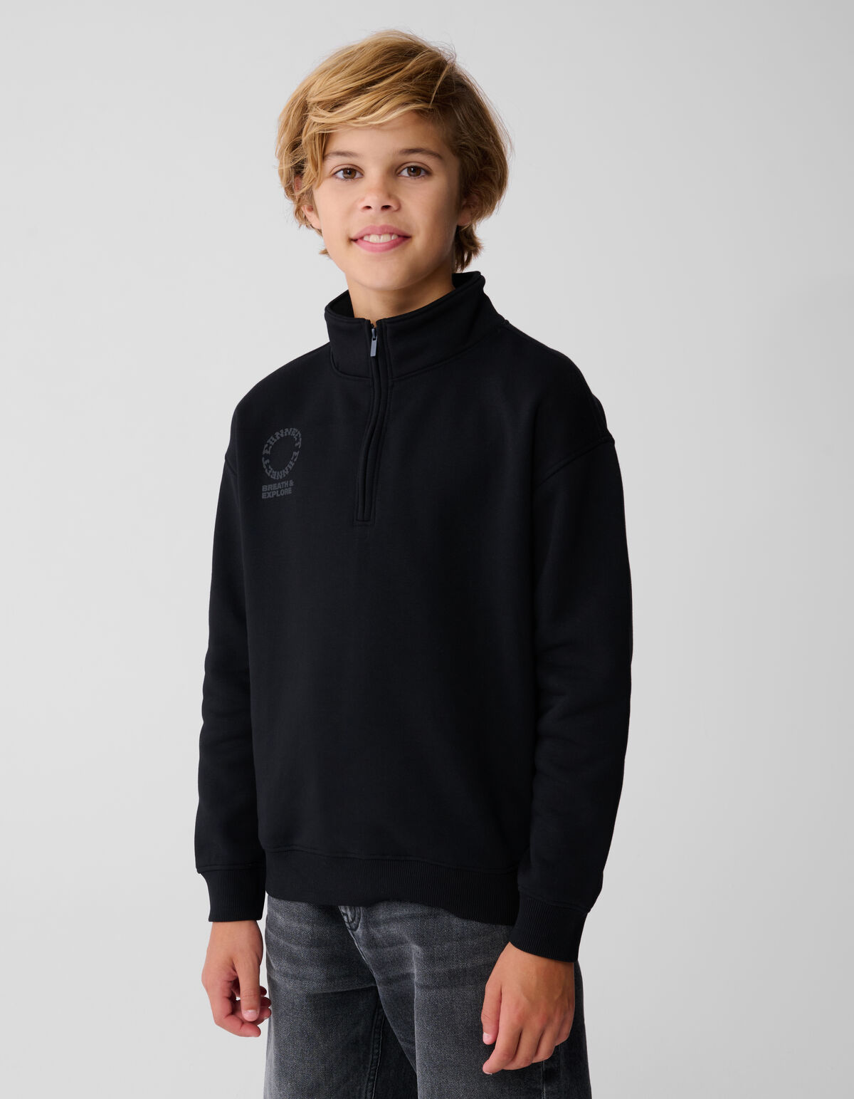 Half Zip Sweater Zwart SHOEBY BOYS