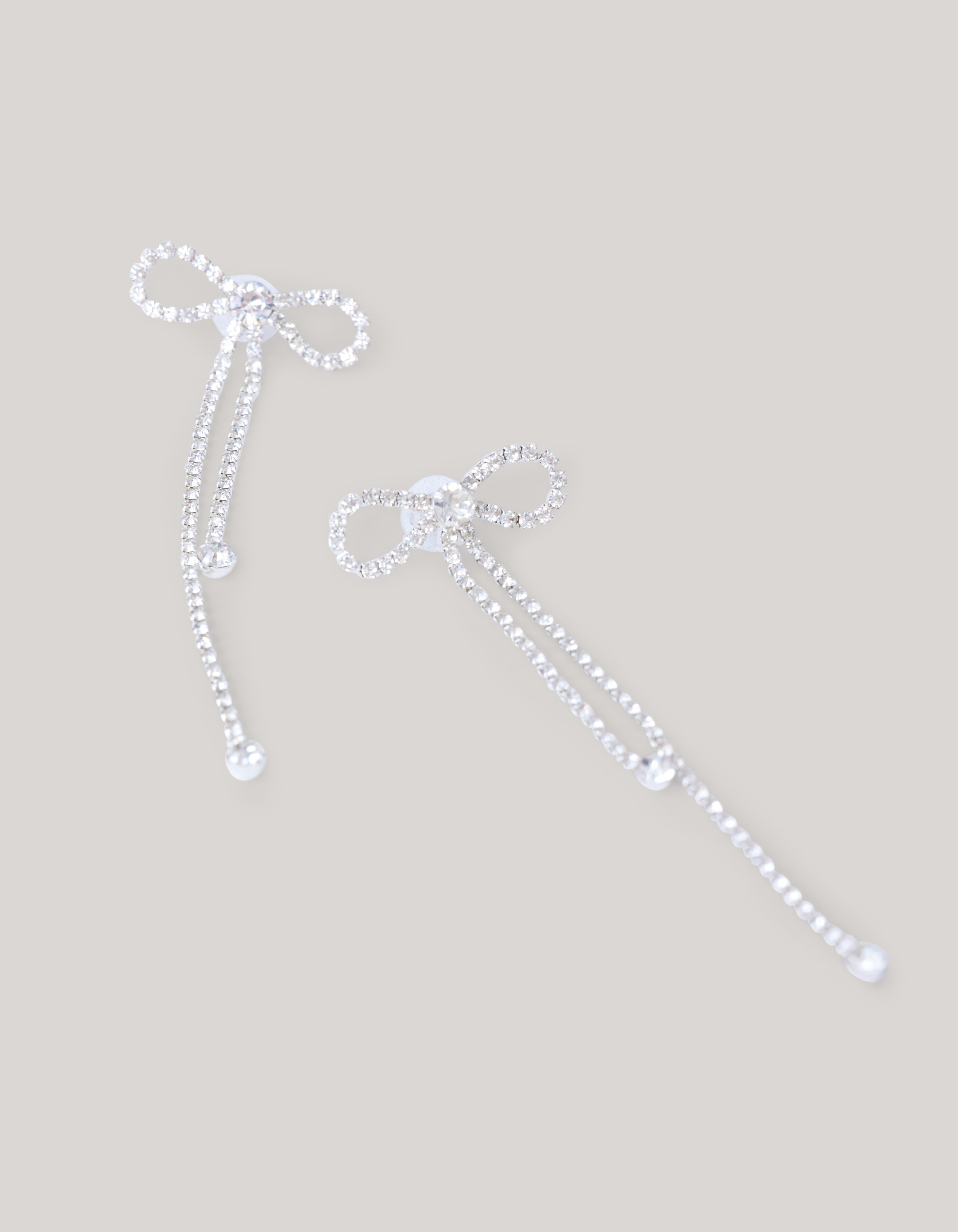 Strass Strik Oorbellen Zilver SHOEBY ACCESSOIRES