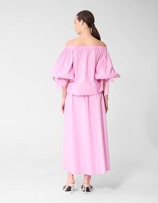 Poplin Studs Maxi Rok Roze SHOEBY WOMEN