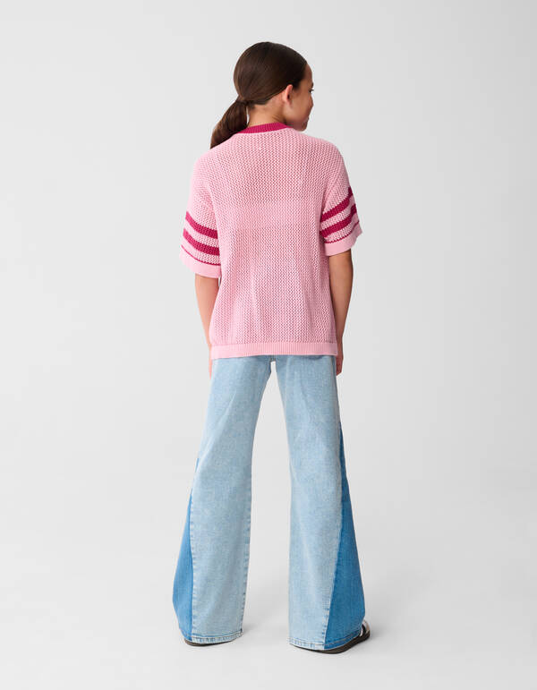 Gebreid Baseball T-shirt Roze SHOEBY GIRLS