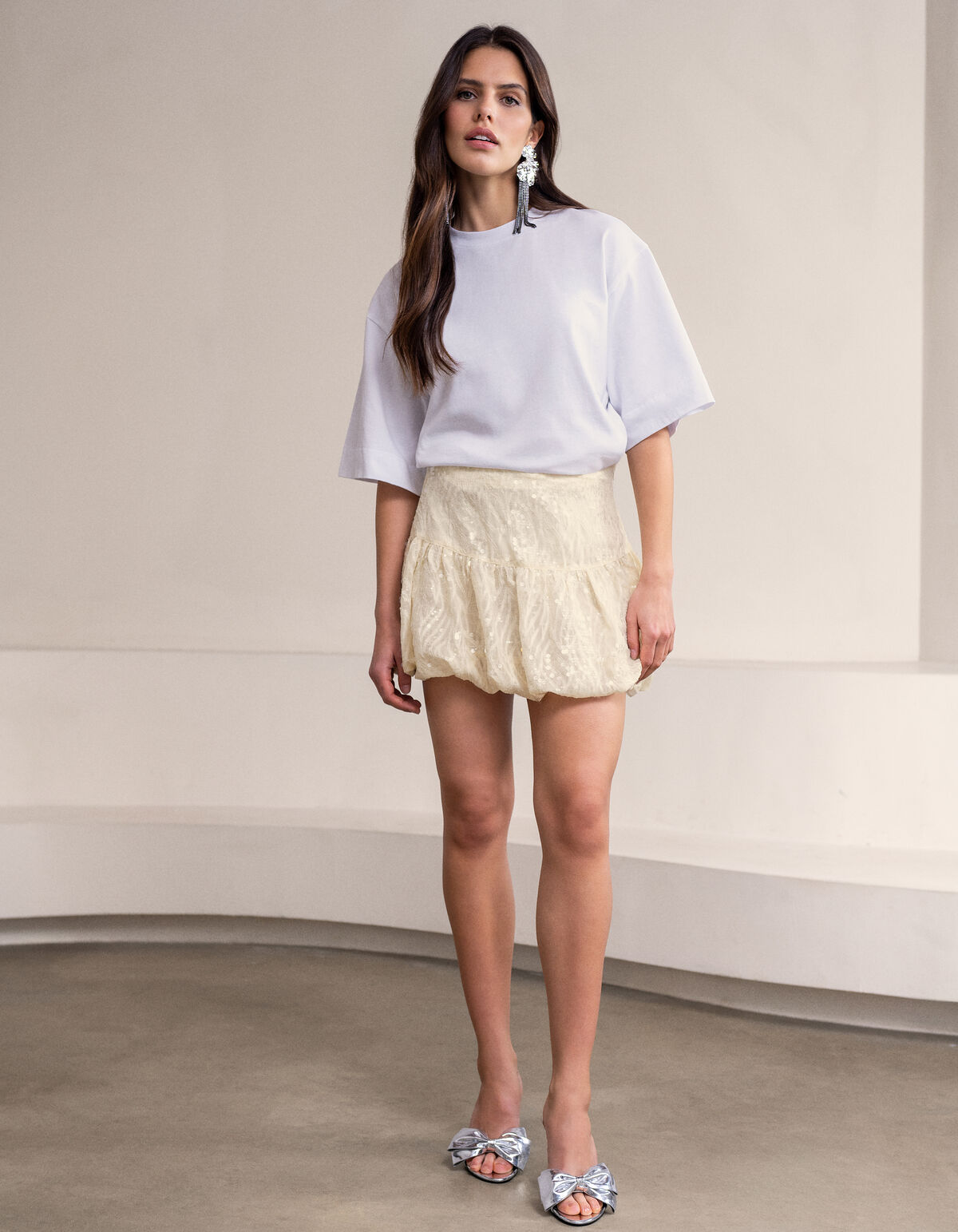 Sequin Mini Rok Gebroken Wit SHOEBY WOMEN