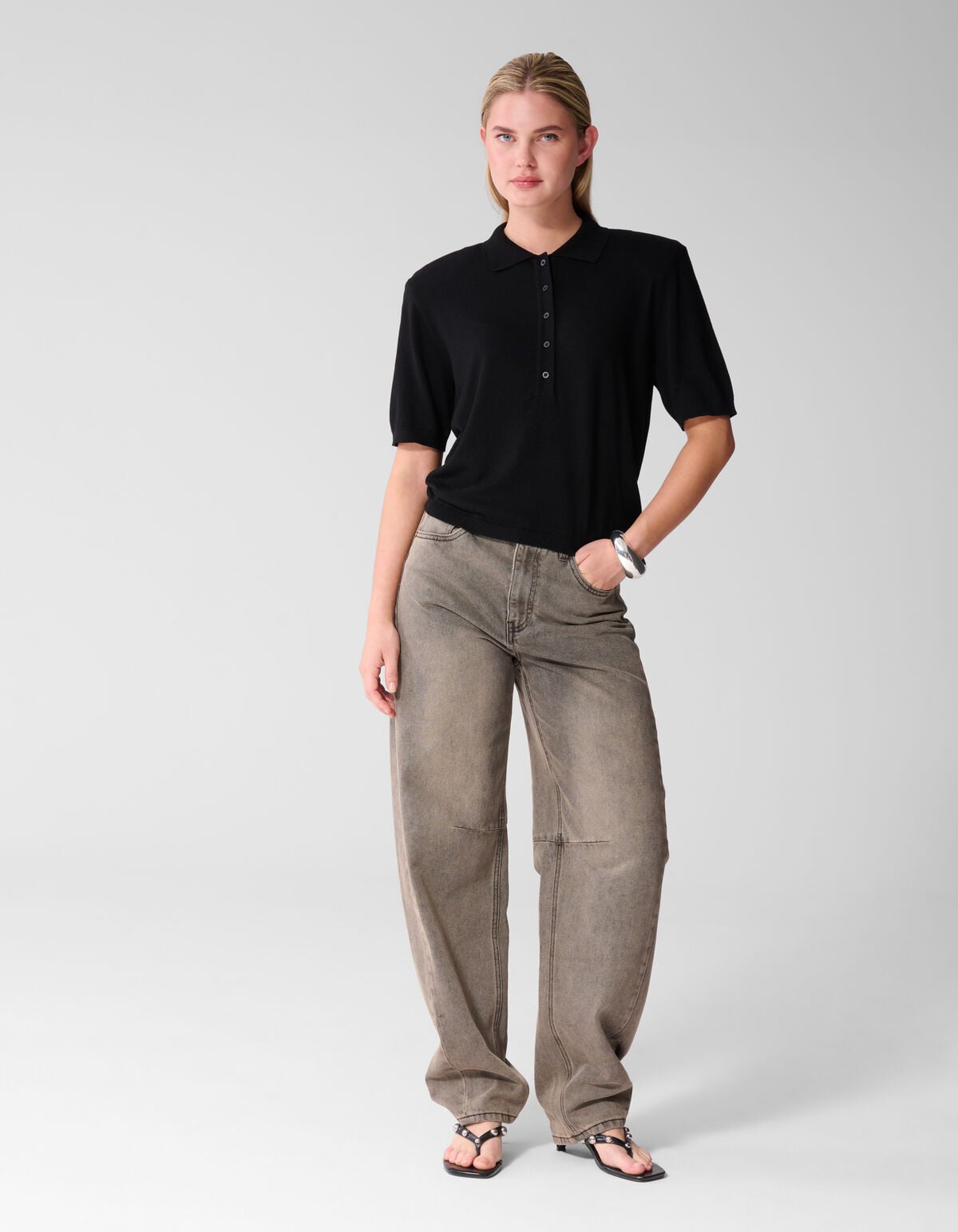 Shortsleeve Gebreide Polo Zwart SHOEBY WOMEN