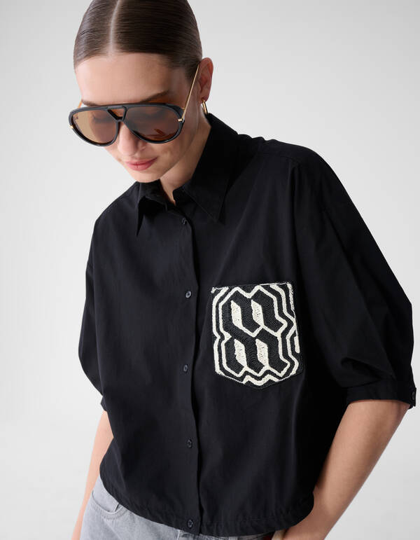 Oversized Embroiery Blouse Zwart By Mieke SHOEBY WOMEN