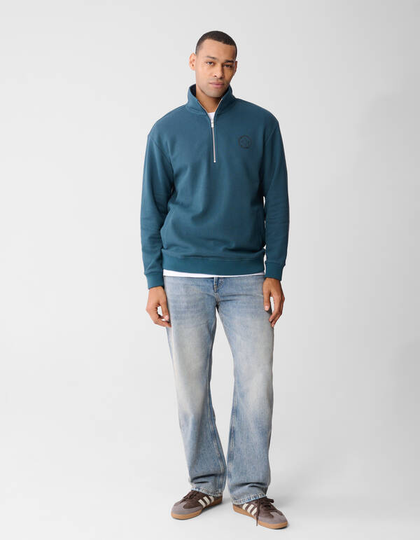 Half Zip Sweater Donkergroen SHOEBY MEN