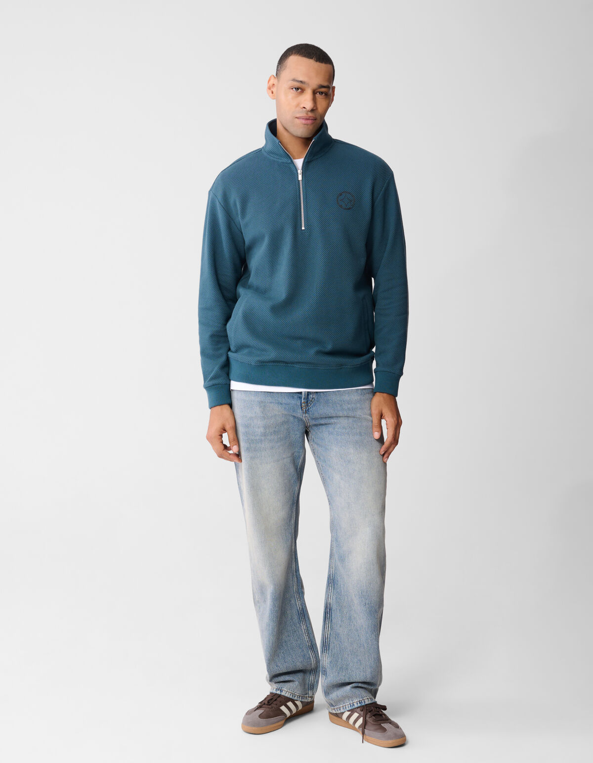 Half Zip Sweater Donkergroen SHOEBY MEN