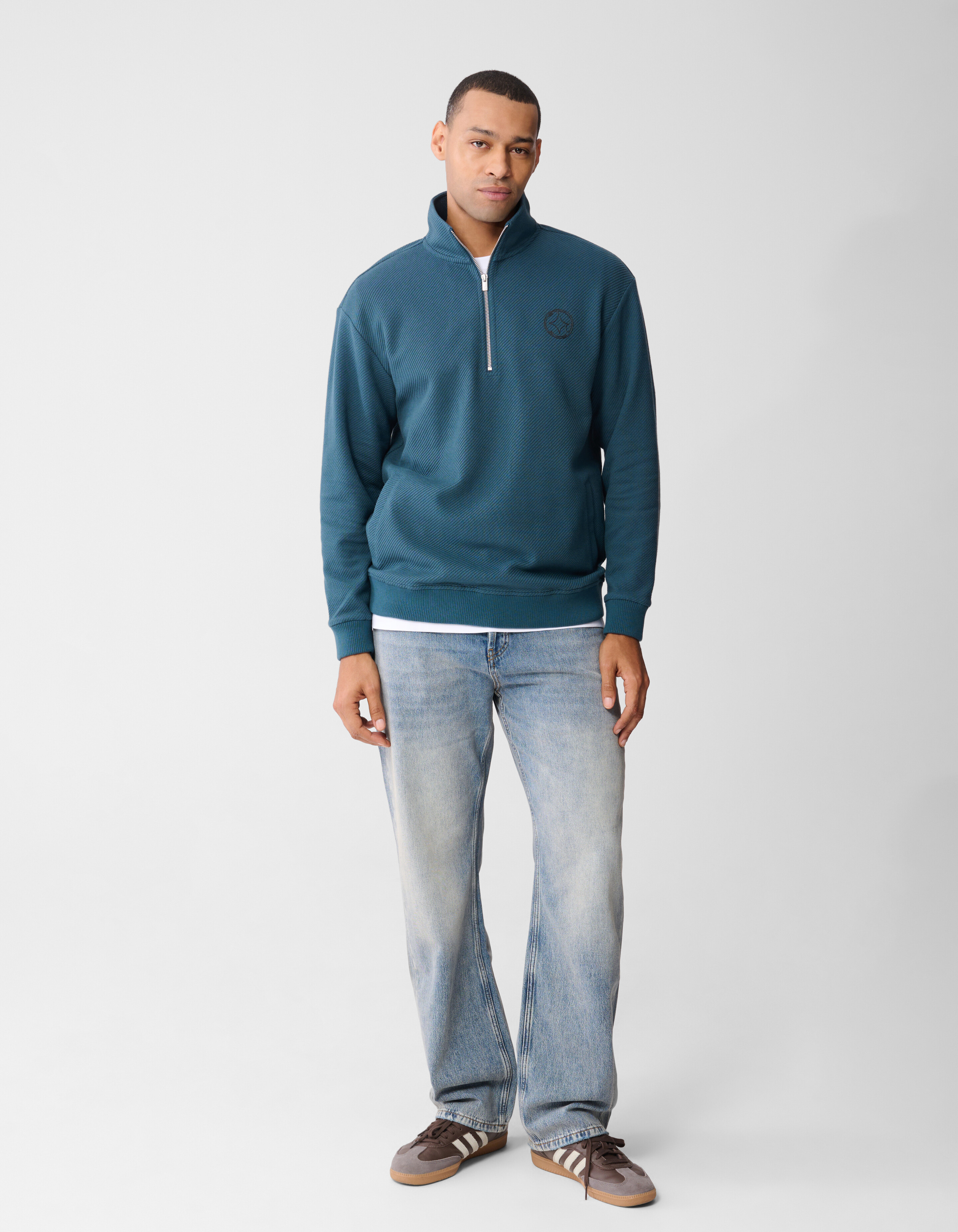 Half Zip Sweater Donkergroen SHOEBY MEN