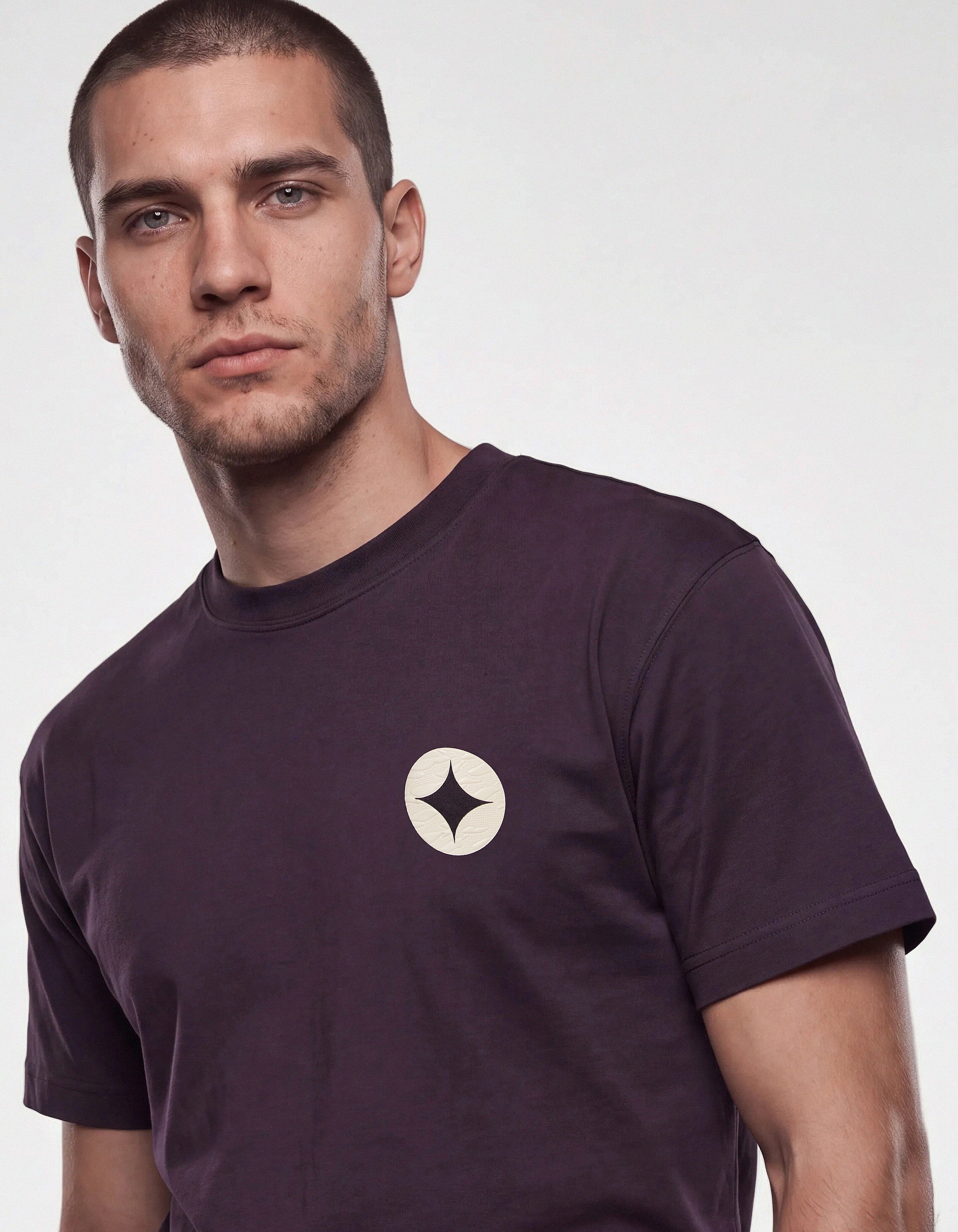 Crinkle Print T-shirt Donkerpaars SHOEBY MEN