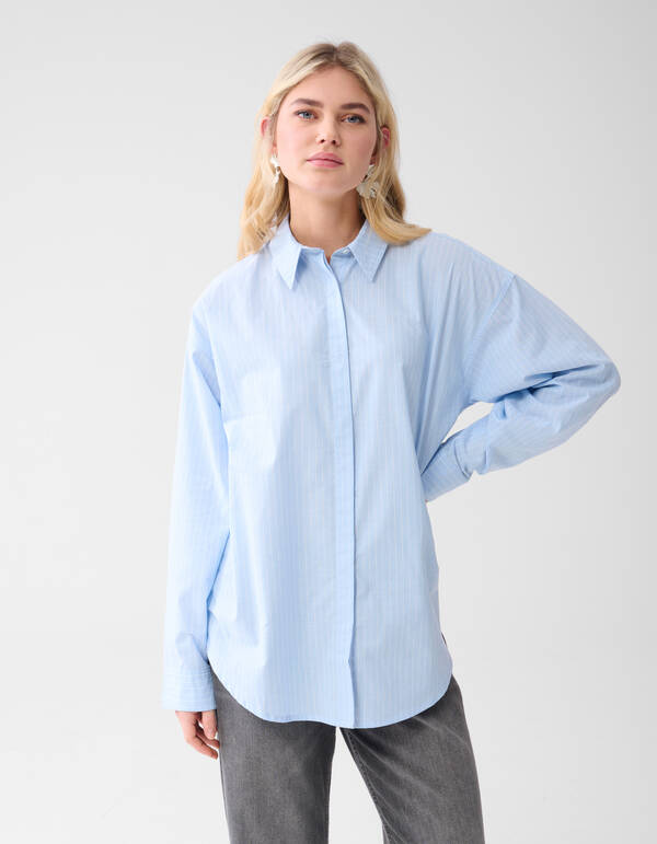 Pinstripe Poplin Blouse Lichtblauw SHOEBY WOMEN