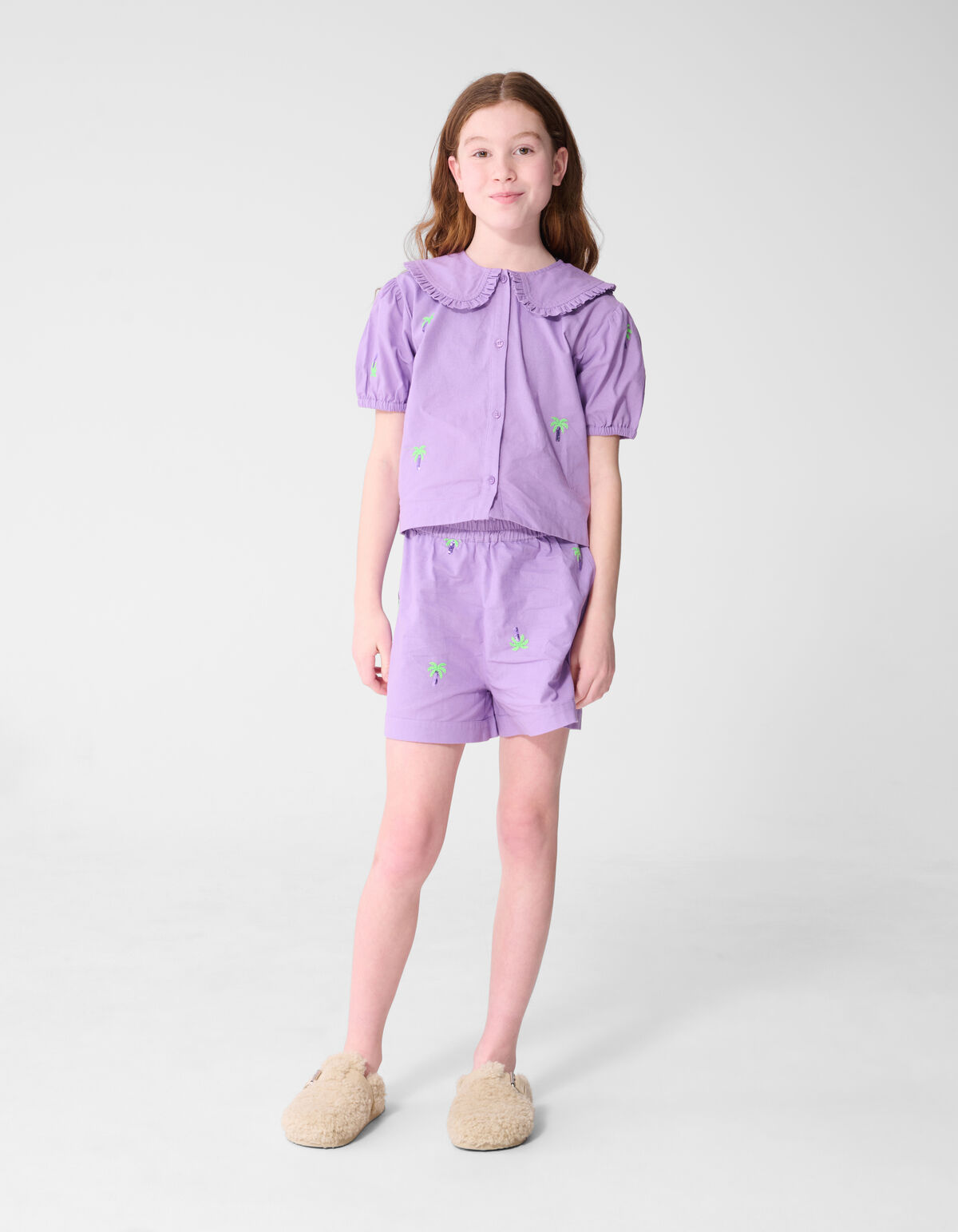 Palm Tree Embroidery Short Paars SHOEBY GIRLS