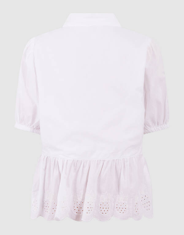 Embroidery Ruffle Blouse Wit SHOEBY GIRLS