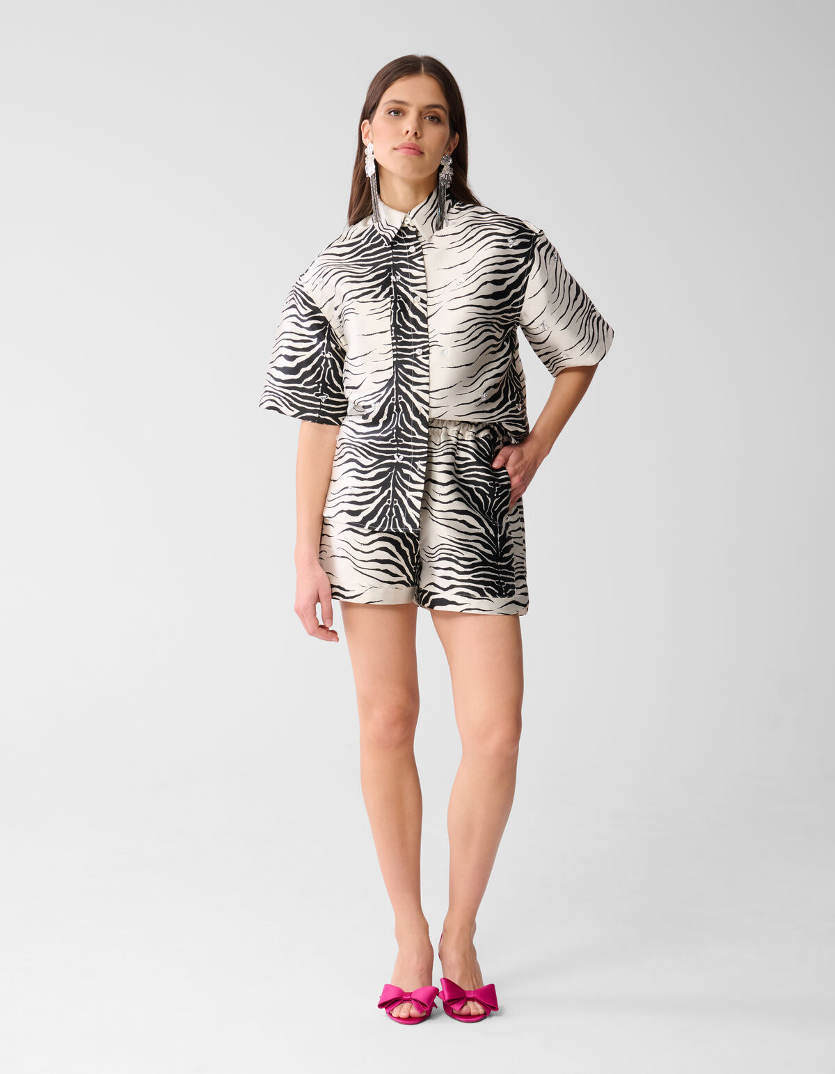 Zebra Print Blouse Zwart/Gebroken wit SHOEBY WOMEN