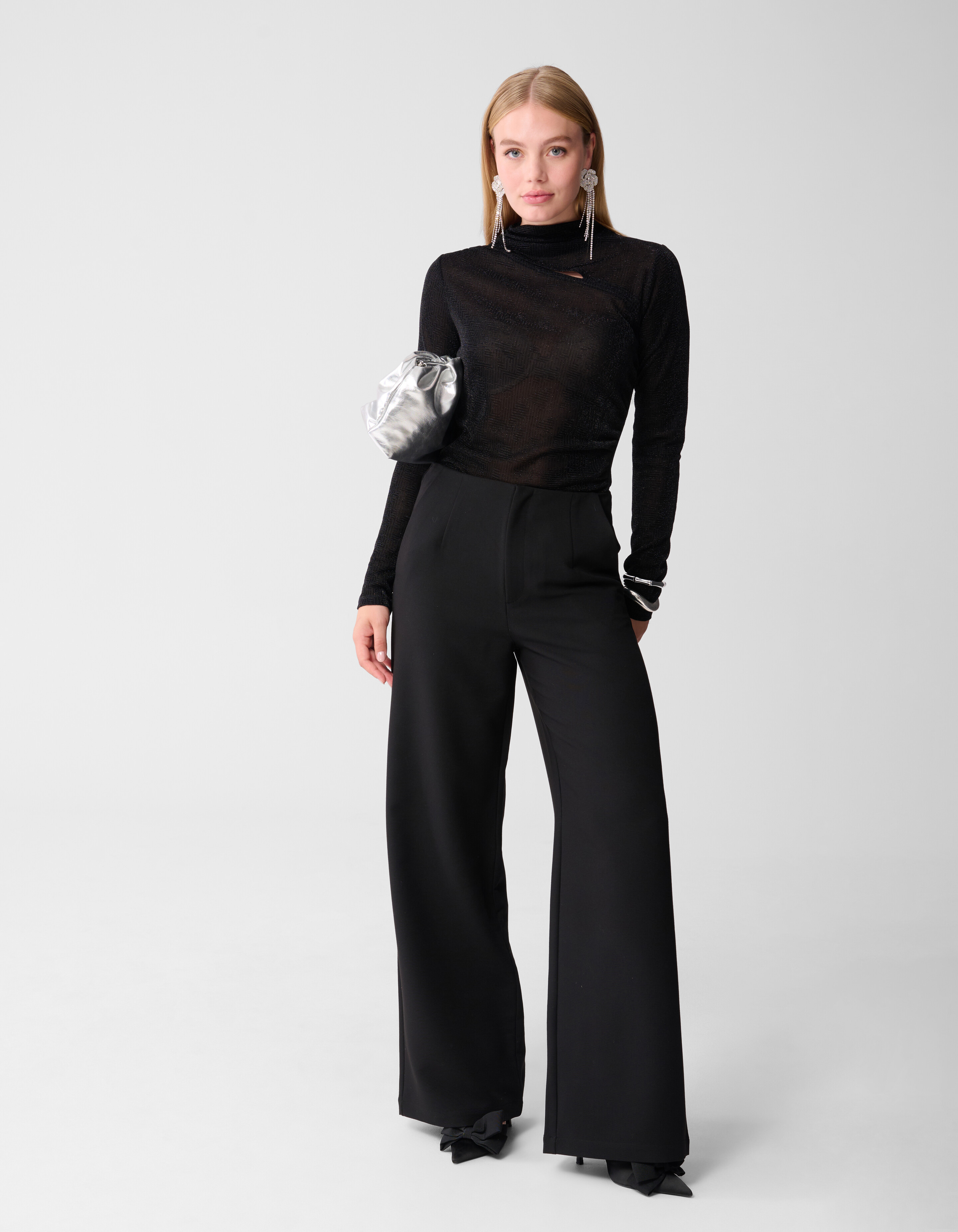 Glitter Cut Out Top Zwart SHOEBY WOMEN