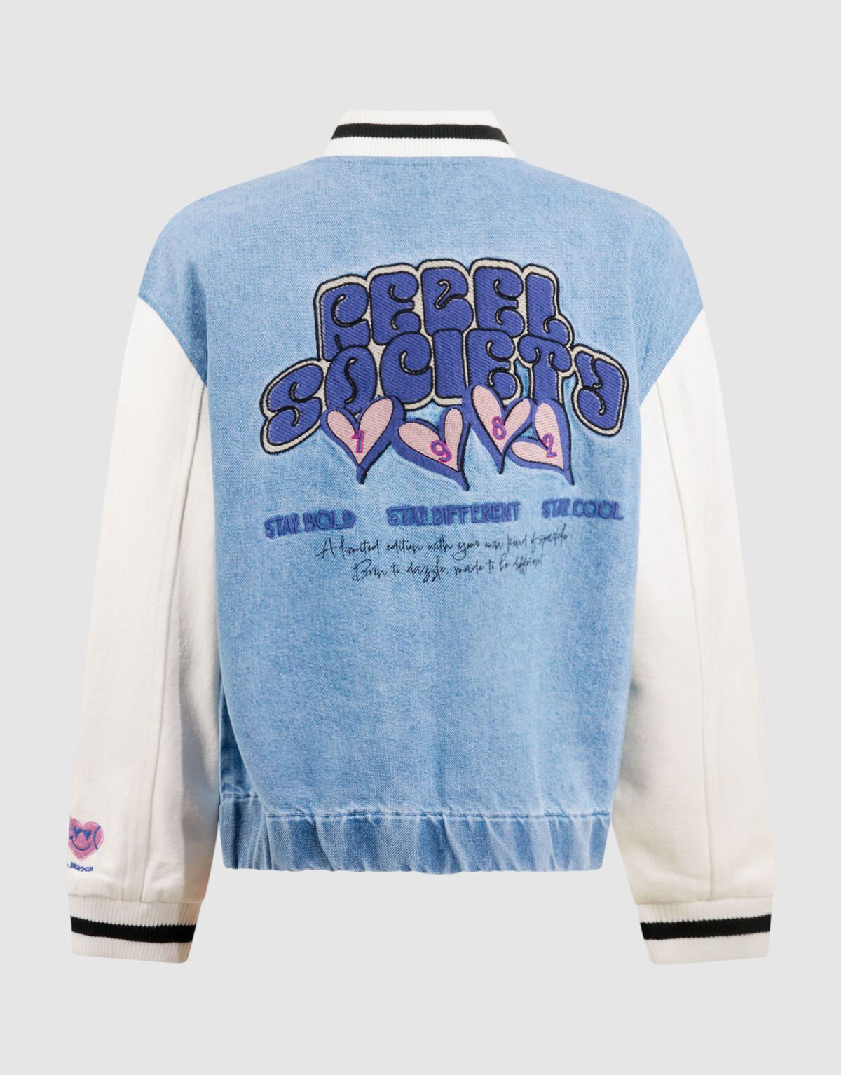 Varsity Denim Bomber Jack Blauw SHOEBY GIRLS