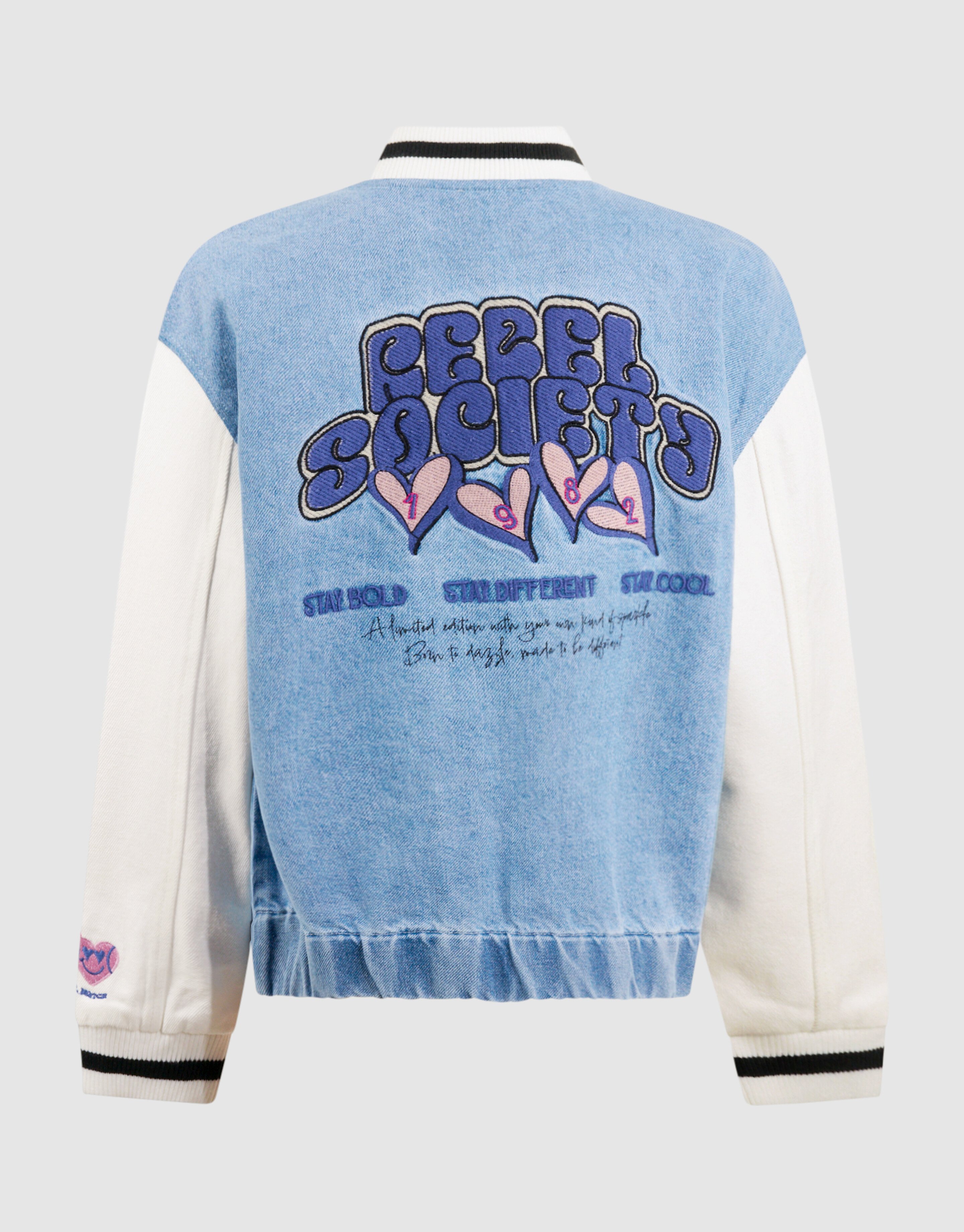 Varsity Denim Bomber Jack Blauw SHOEBY GIRLS