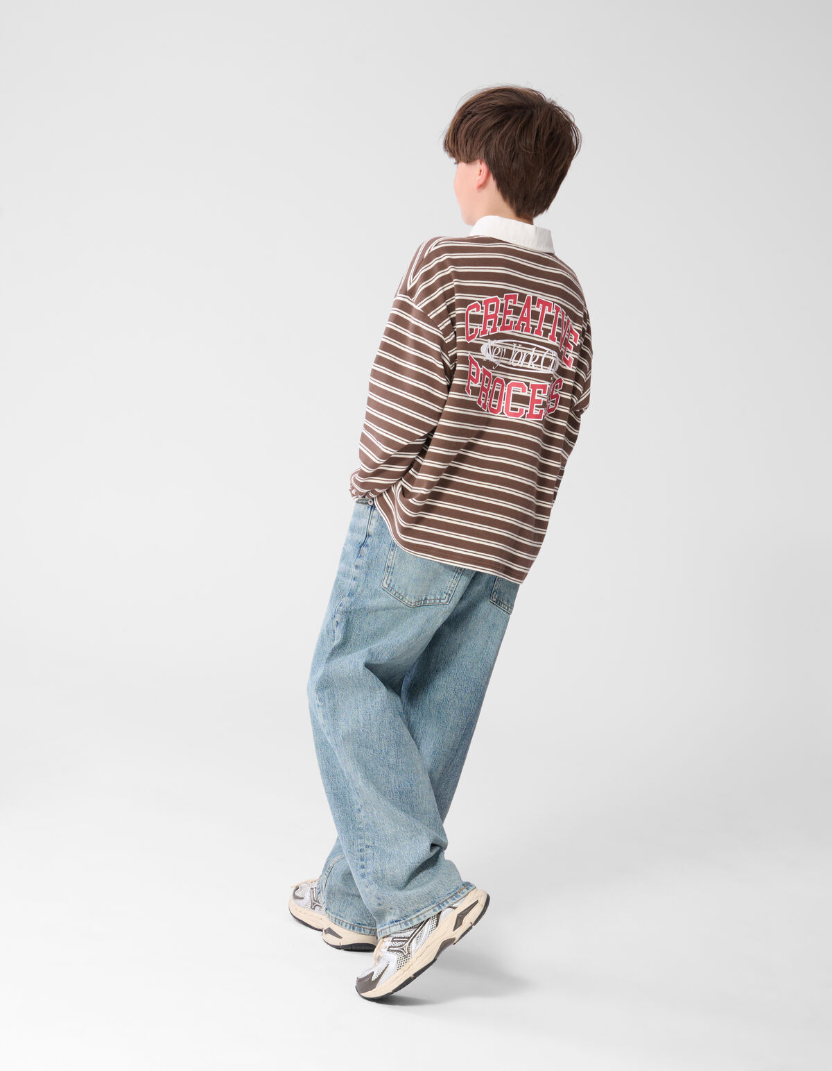 Gestreepte Polo Sweater Bruin SHOEBY BOYS