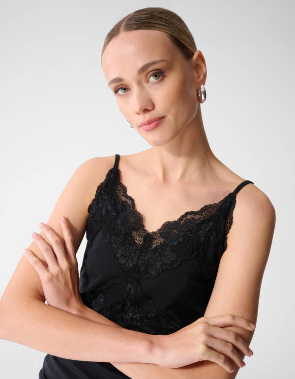 Kanten Singlet Top Zwart SHOEBY WOMEN