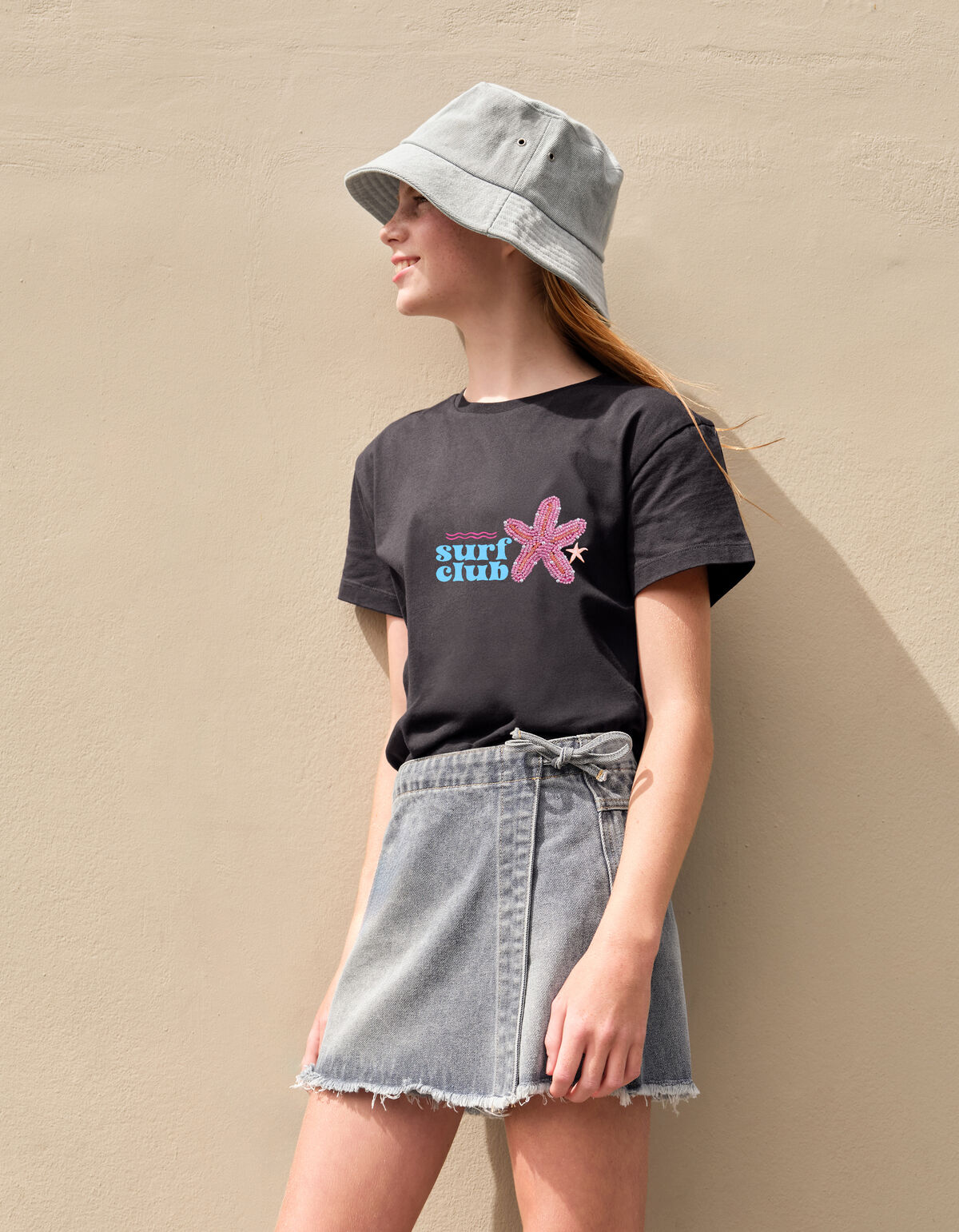 Surf Club Artwork T-shirt Donkergrijs SHOEBY GIRLS