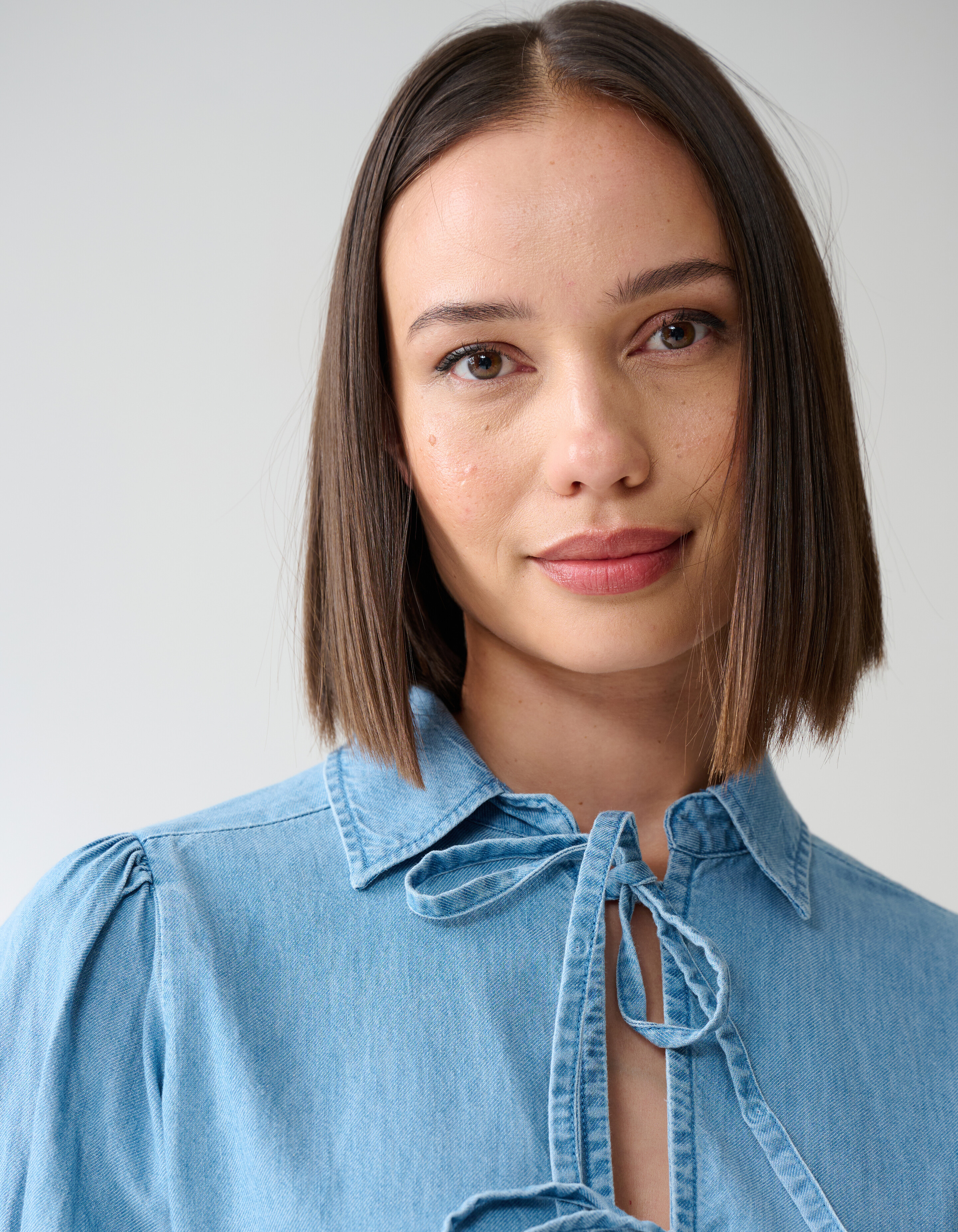Denim Bow Blouse Blauw SHOEBY WOMEN