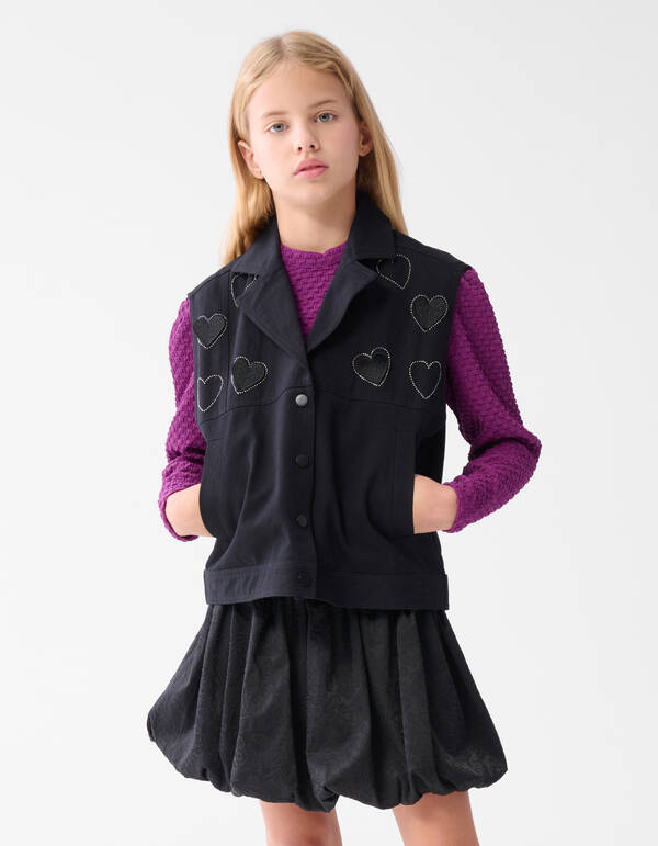 Strass Heart Gilet Zwart SHOEBY GIRLS