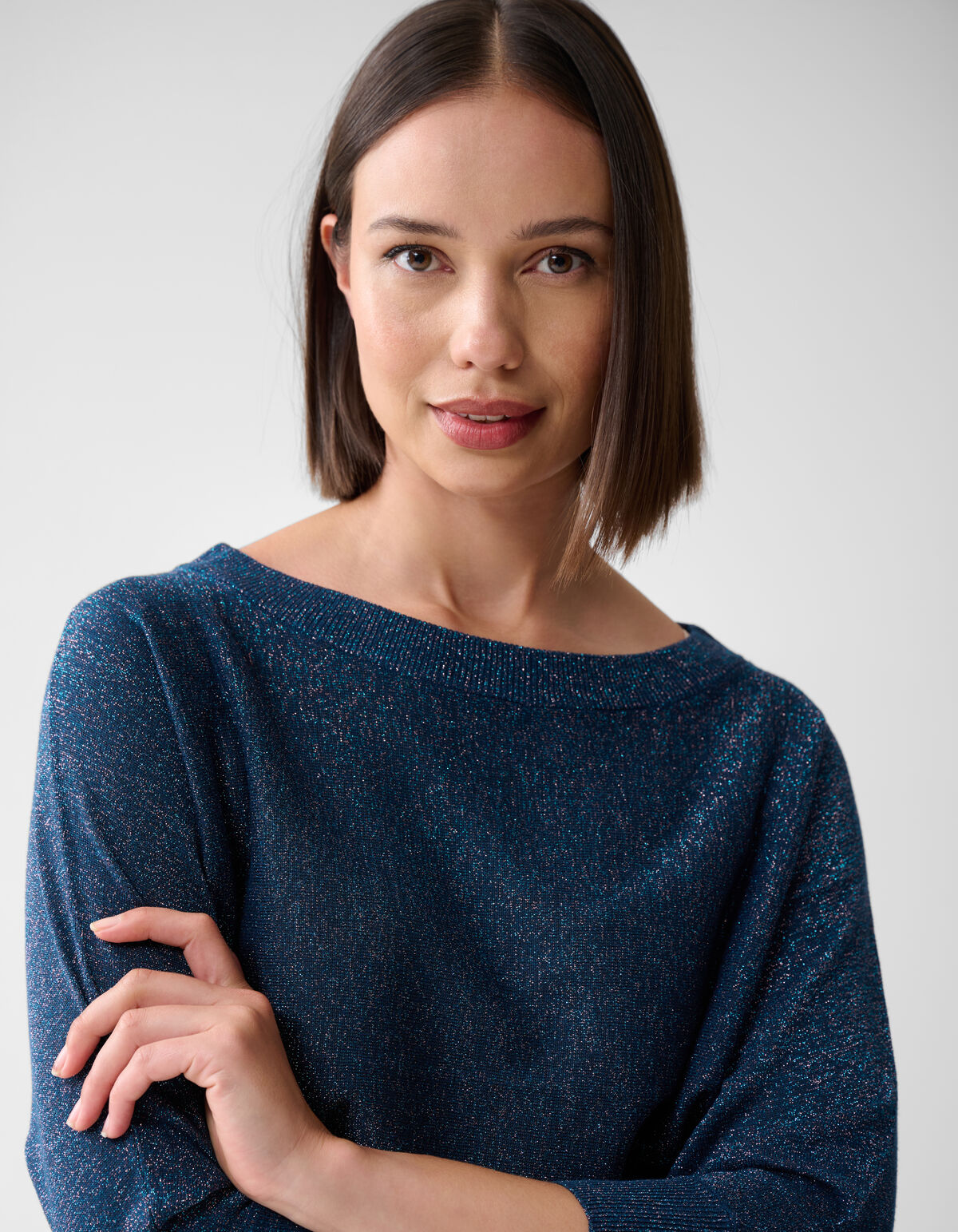 Glitter Vleermuismouwen Trui Donkerblauw SHOEBY WOMEN