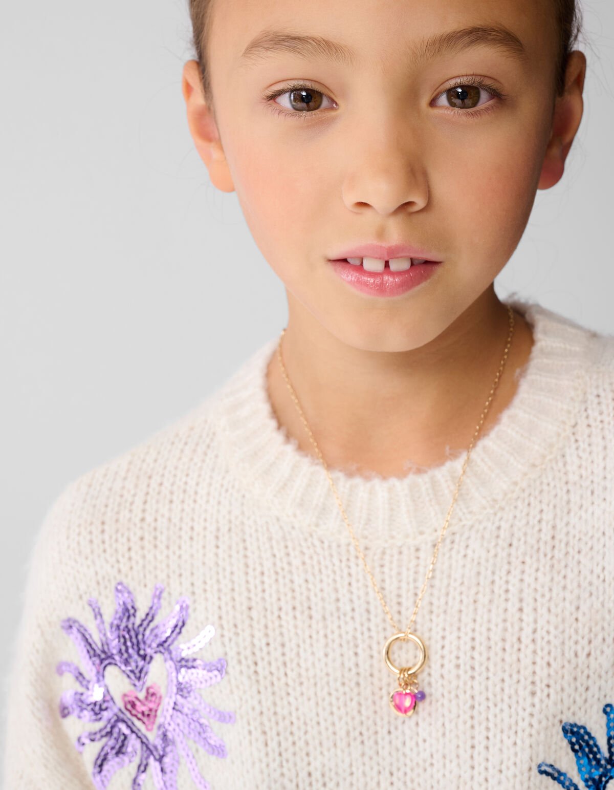 Sequin Gebreide Trui Gebroken Wit SHOEBY GIRLS