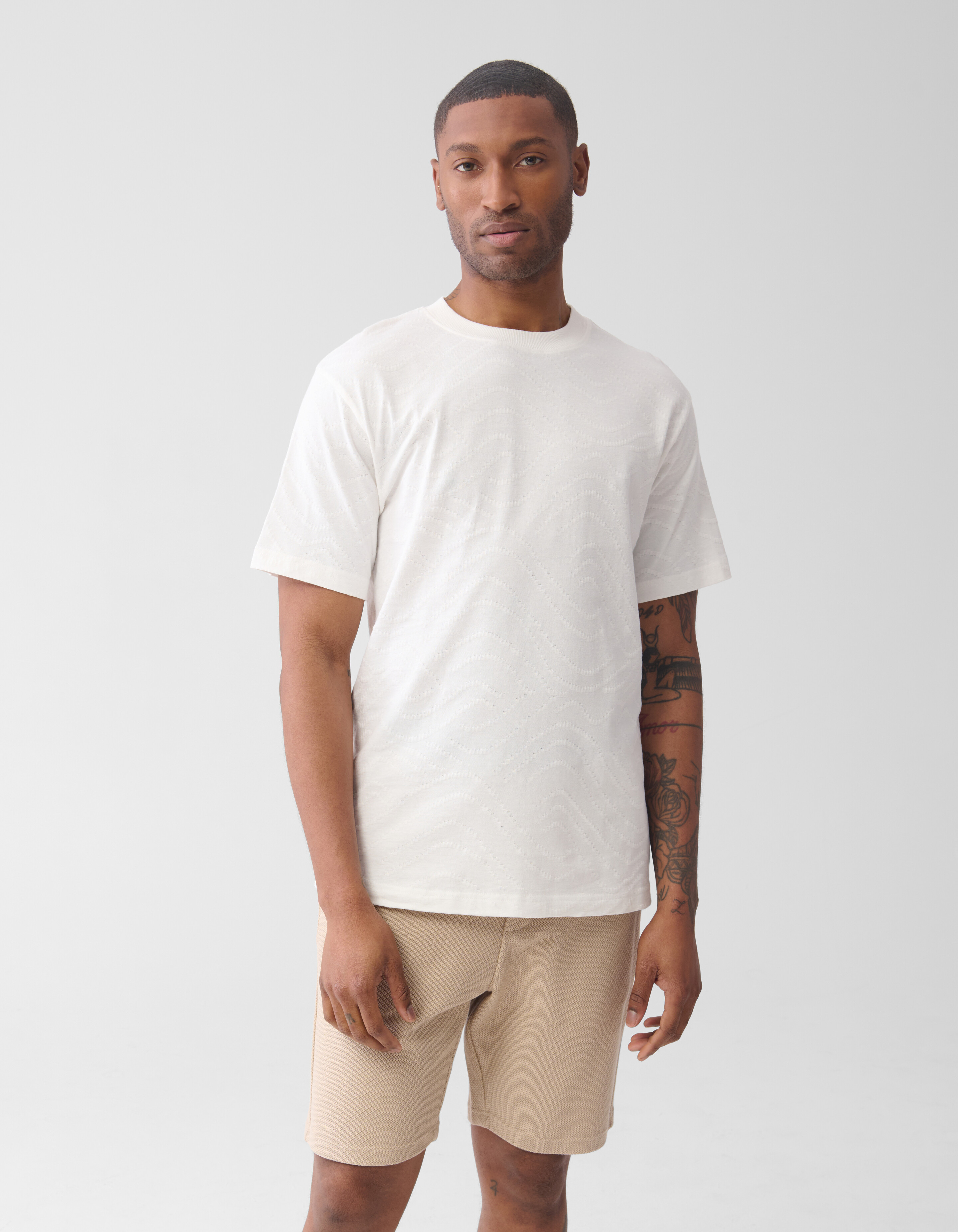 Jacquard T-shirt Gebroken Wit SHOEBY MEN