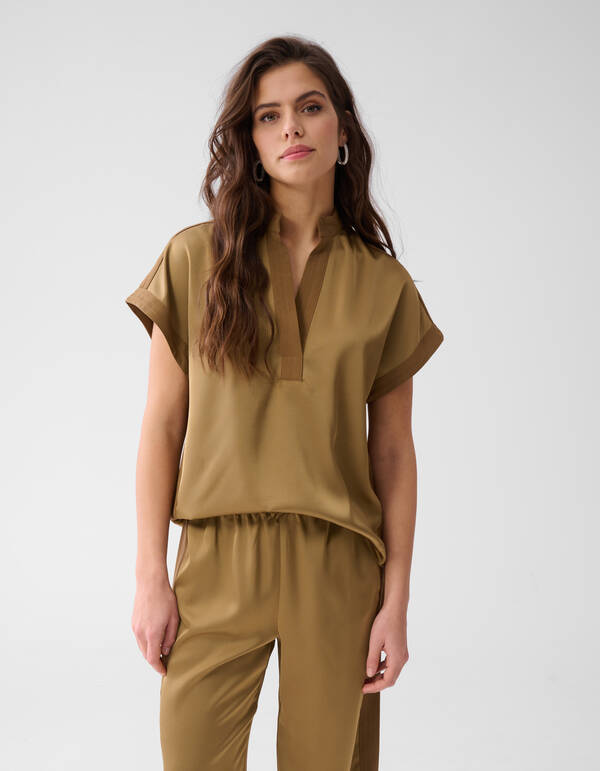 Satijnen V-hals Top Camel SHOEBY WOMEN