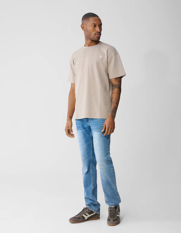 Spark Embroidery T-shirt Lichtbruin SHOEBY MEN