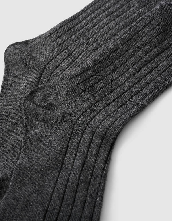 Ribbed Sok Donkergrijs SHOEBY ACCESSOIRES