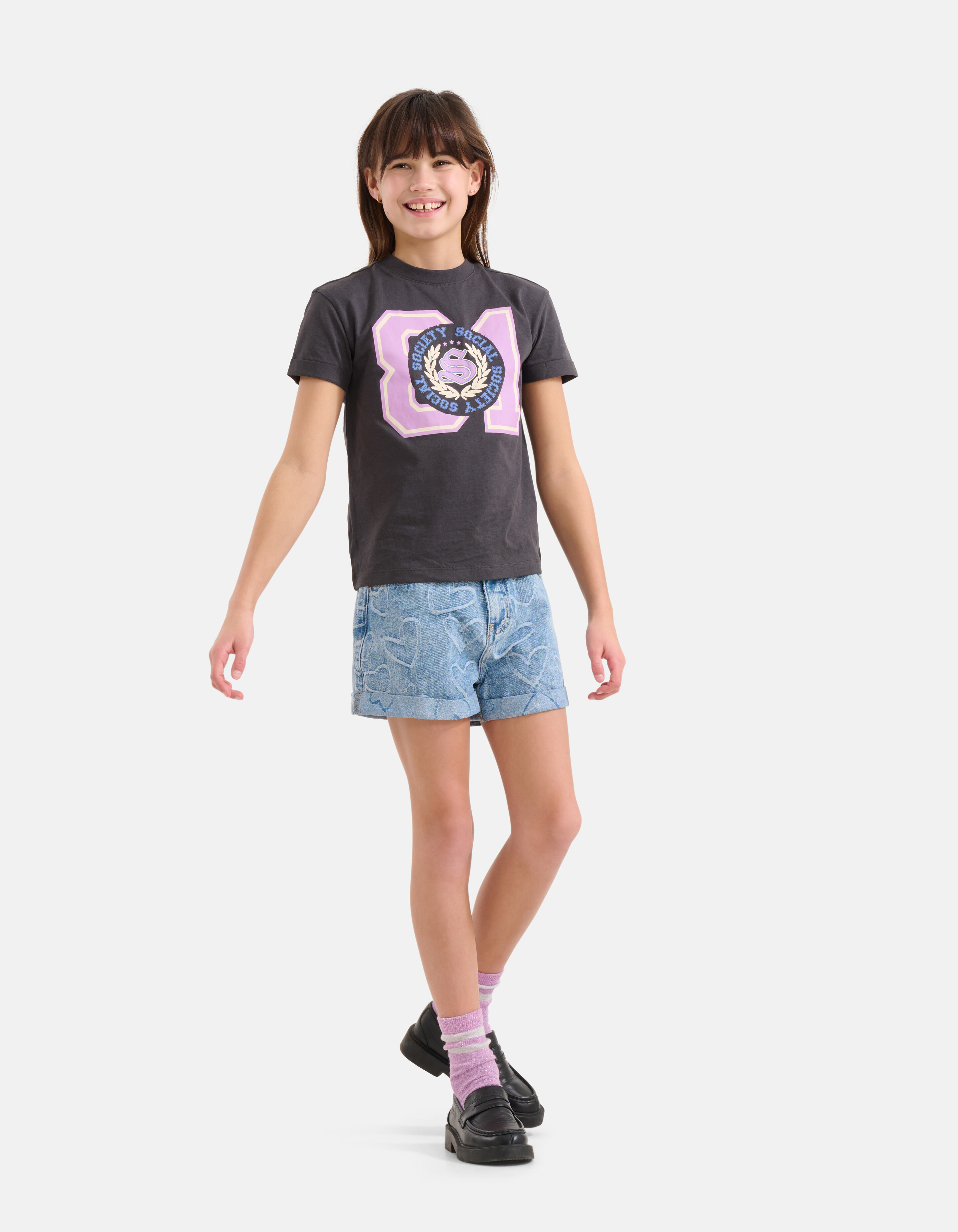 Artwork T-shirt Donkergrijs SHOEBY GIRLS