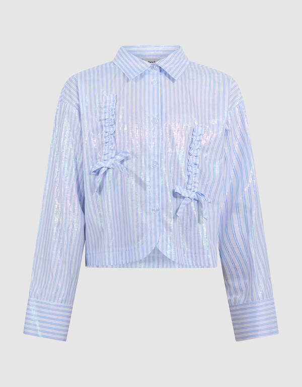 Shiny Pinstripe Blouse Lichtblauw SHOEBY GIRLS