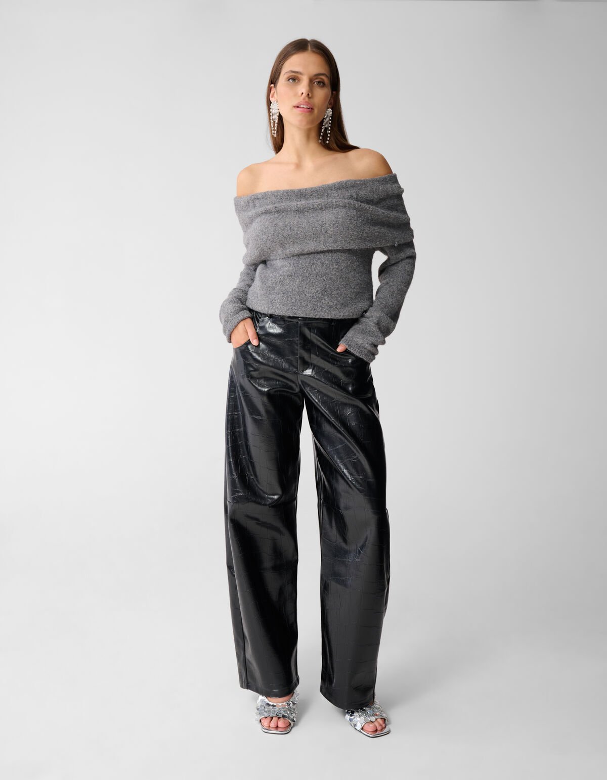 Off Shoulder Trui Grijs SHOEBY WOMEN