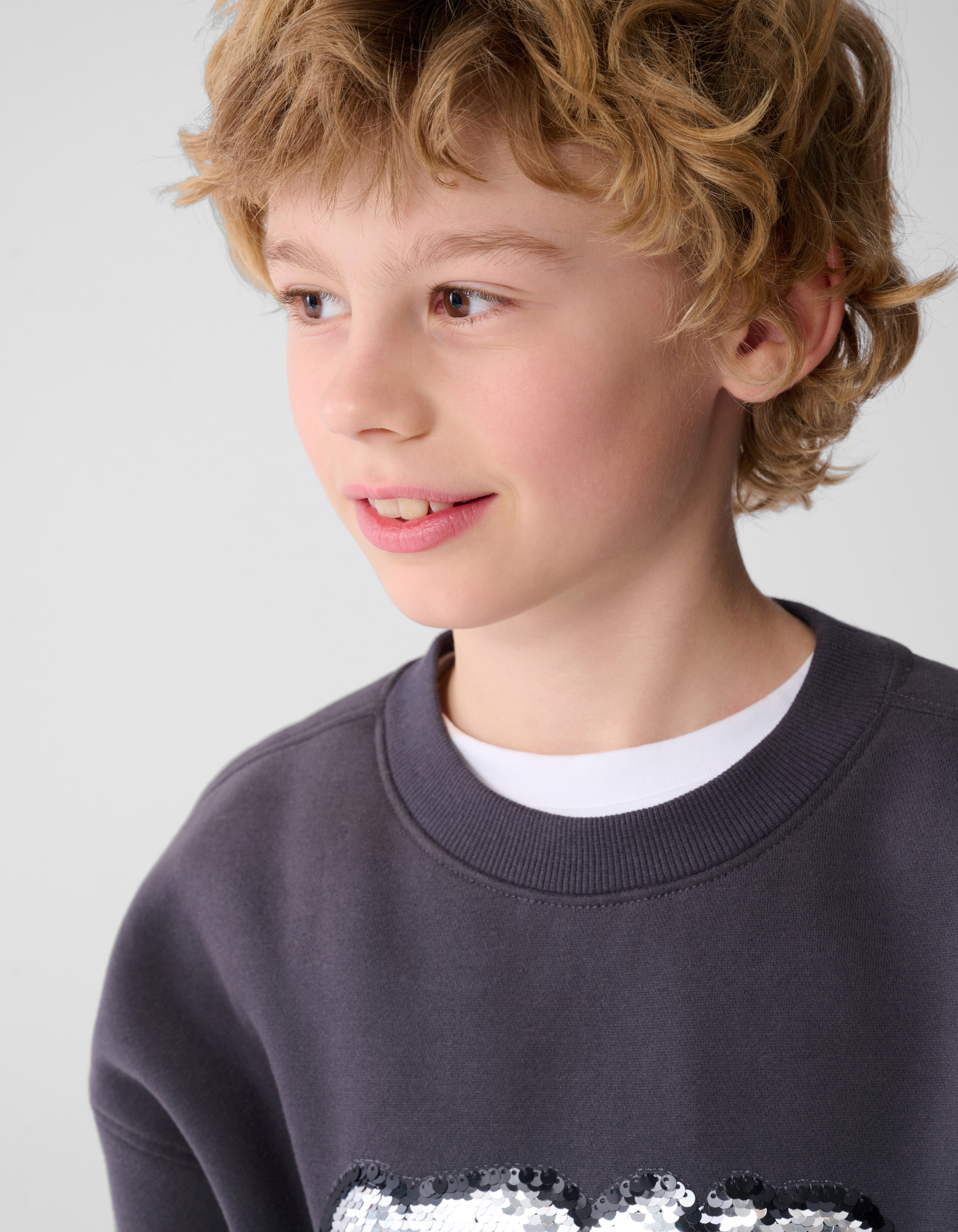 Two Way Sequin Sweater Donkergrijs SHOEBY BOYS