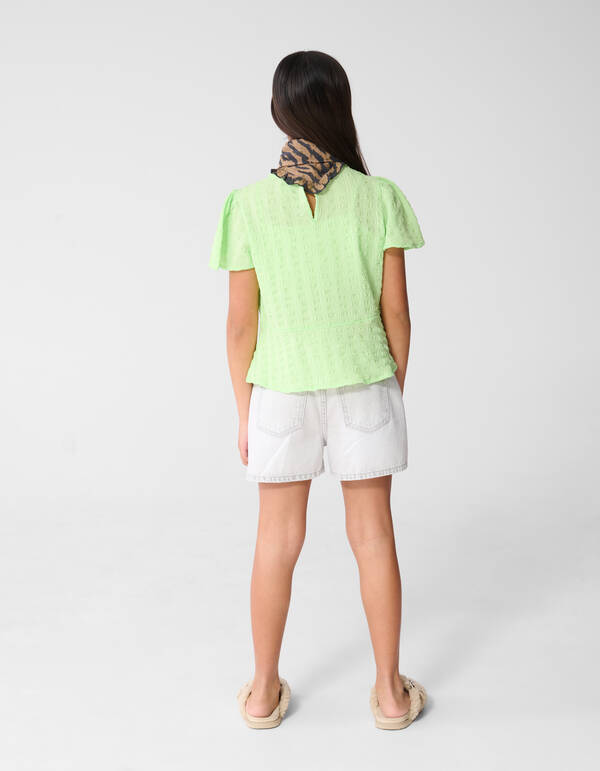 Crinkle Peplum Top Lichtgroen SHOEBY GIRLS