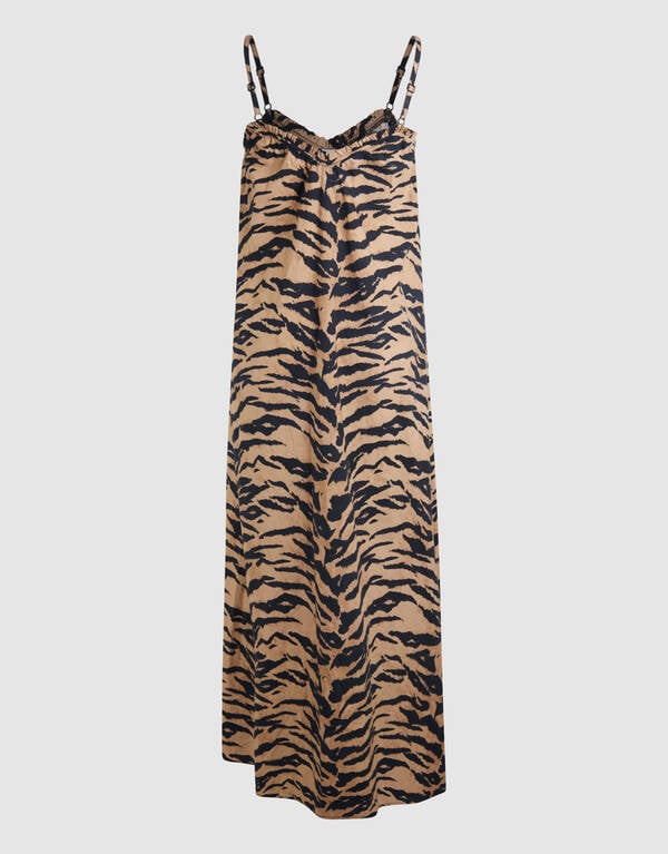Tiger Maxi Jurk Bruin SHOEBY WOMEN
